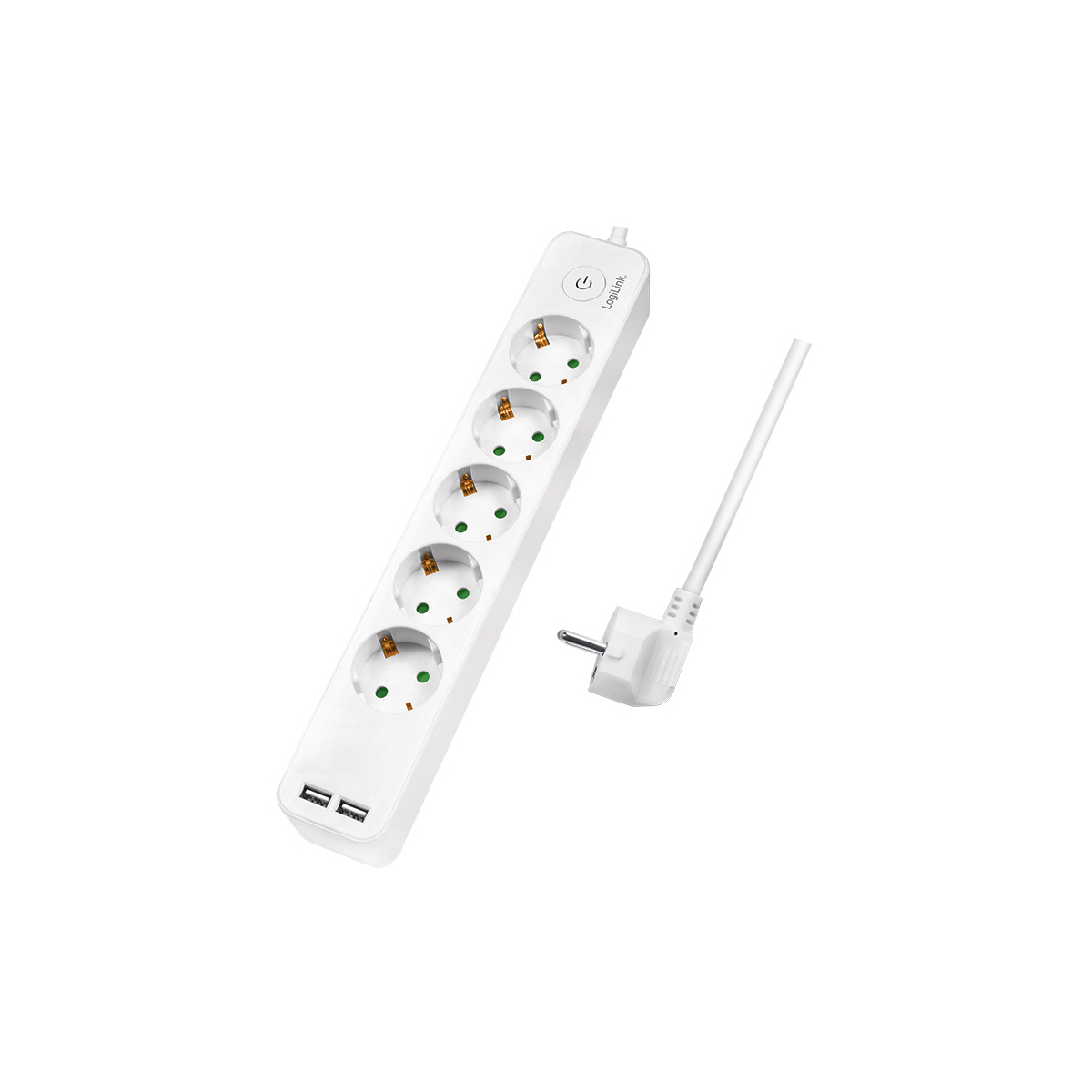 LOGILINK Steckdosenleiste, 5-fach weiß 2x Steckdosenleisten, USB-Anschluss USB, 