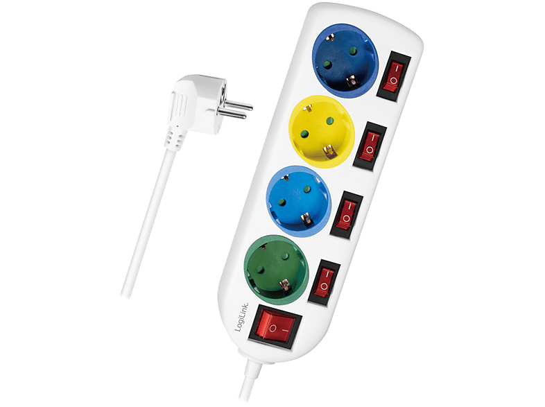 LOGILINK Schaltern,mehrfarbig Steckdosenleiste, 4-fach Steckdosenleisten, 5 4-fach mit