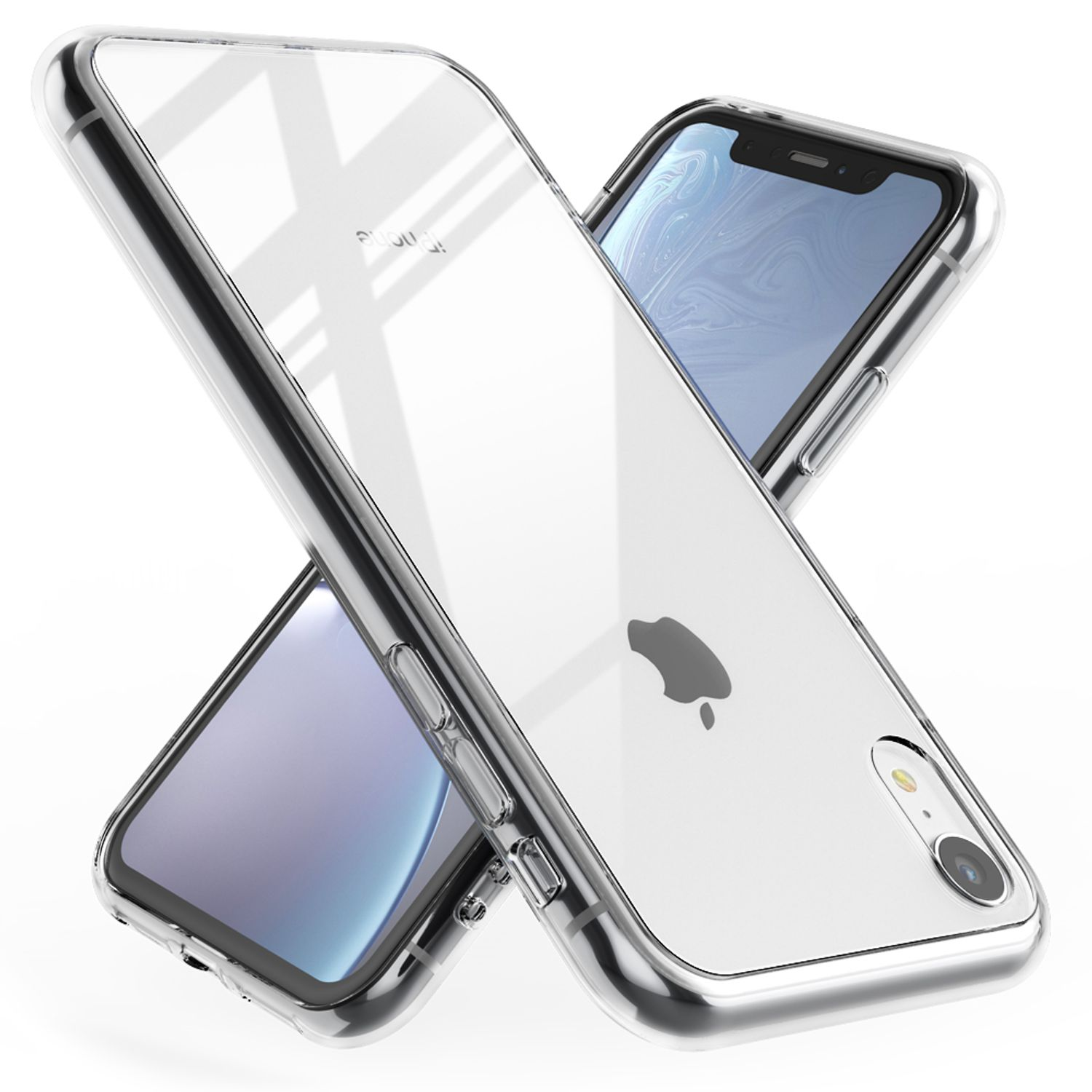 NALIA Klare Hartglas Hülle, iPhone Apple, XR, Transparent Backcover