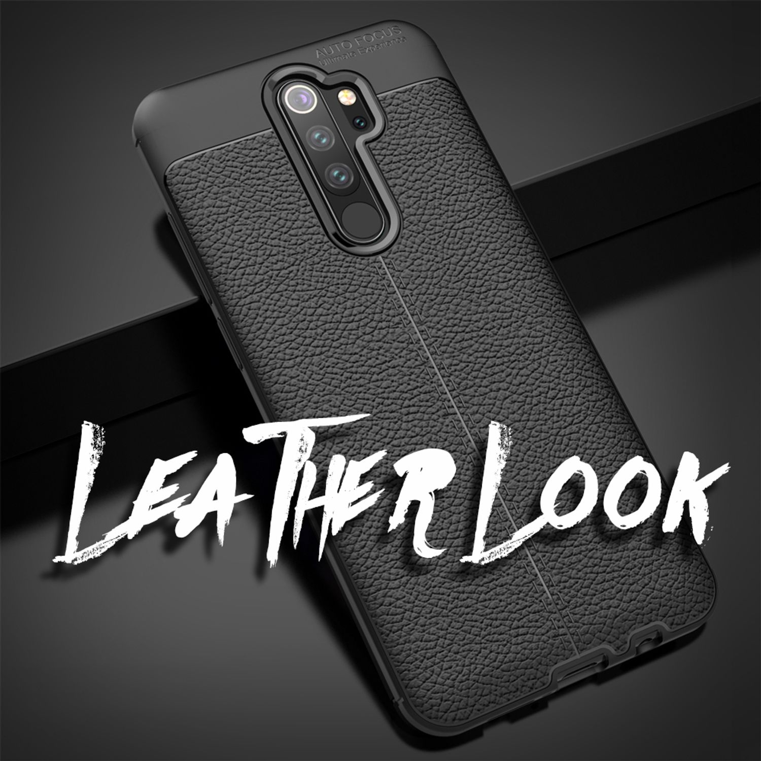NALIA Leder-Look Backcover, Redmi Schwarz 8 Pro, Note Hülle, Silikon Xiaomi