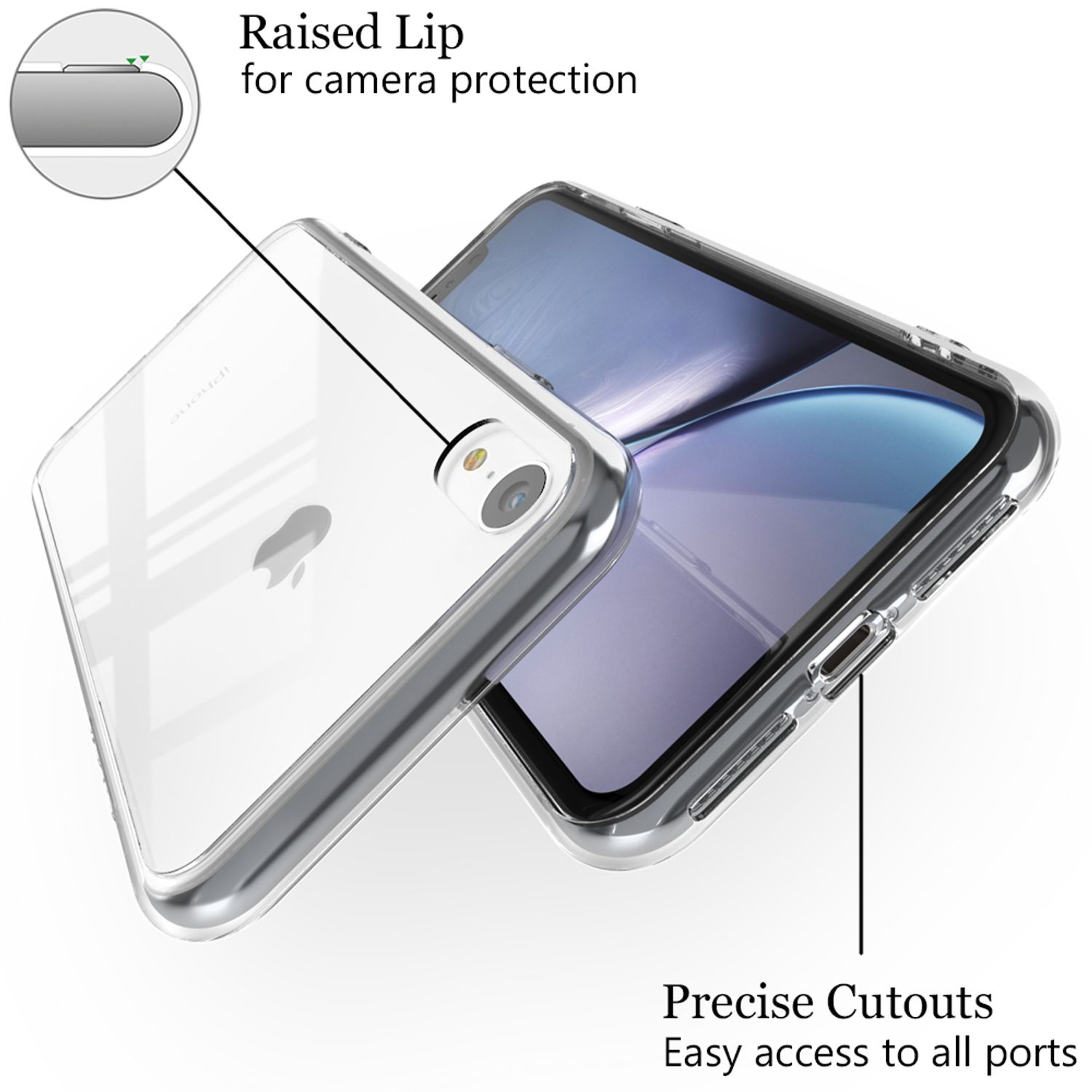 NALIA Apple, XR, Hartglas Klare iPhone Backcover, Hülle, Transparent