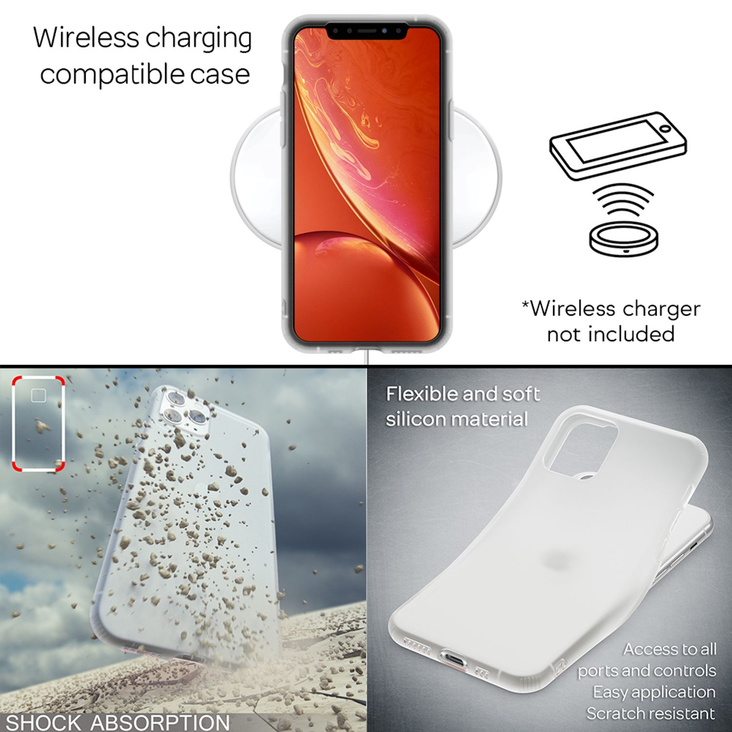 NALIA Semi-Transparente Silikon Hülle, Pro Backcover, Weiß Max, iPhone 11 Apple