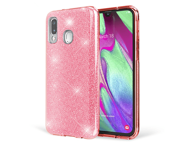 NALIA Glitzer Samsung, Galaxy Backcover, Pink Hülle, A40
