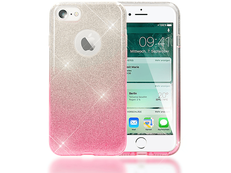 NALIA Glitzer Hülle, Backcover, Apple, iPhone 7, Pink