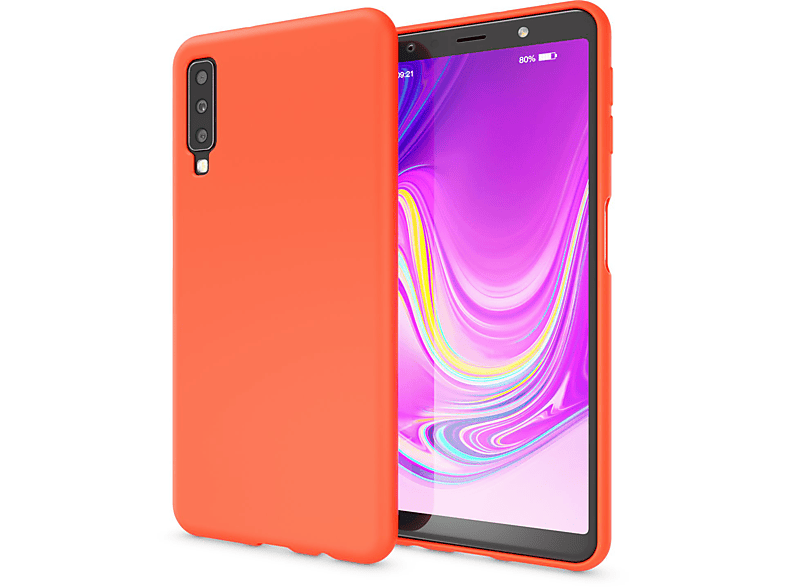Samsung, Neon Silikon A7 Hülle, Backcover, Orange Galaxy NALIA (2018),
