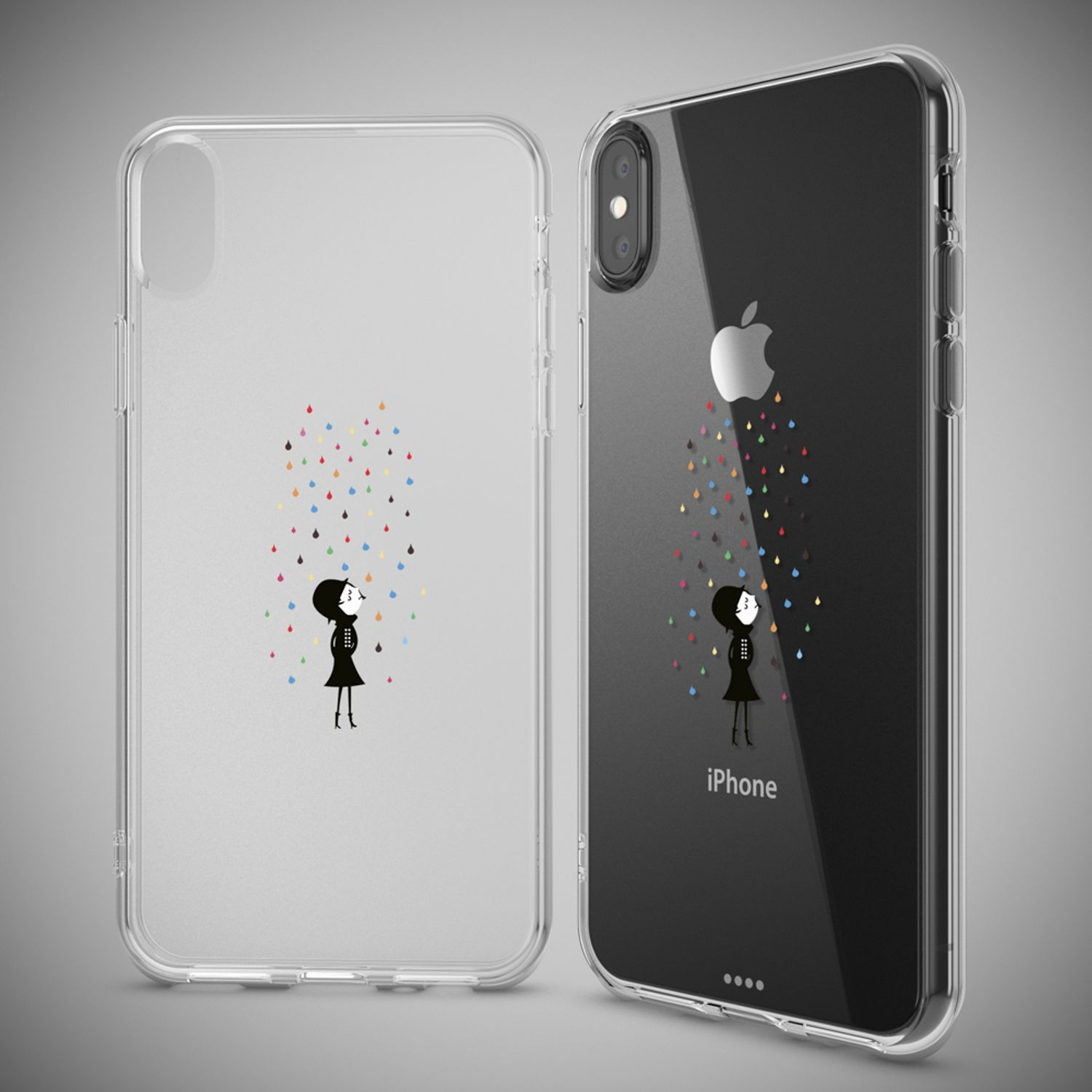 NALIA Motiv Silikon Apple, Mehrfarbig iPhone XS, X Backcover, iPhone Hülle