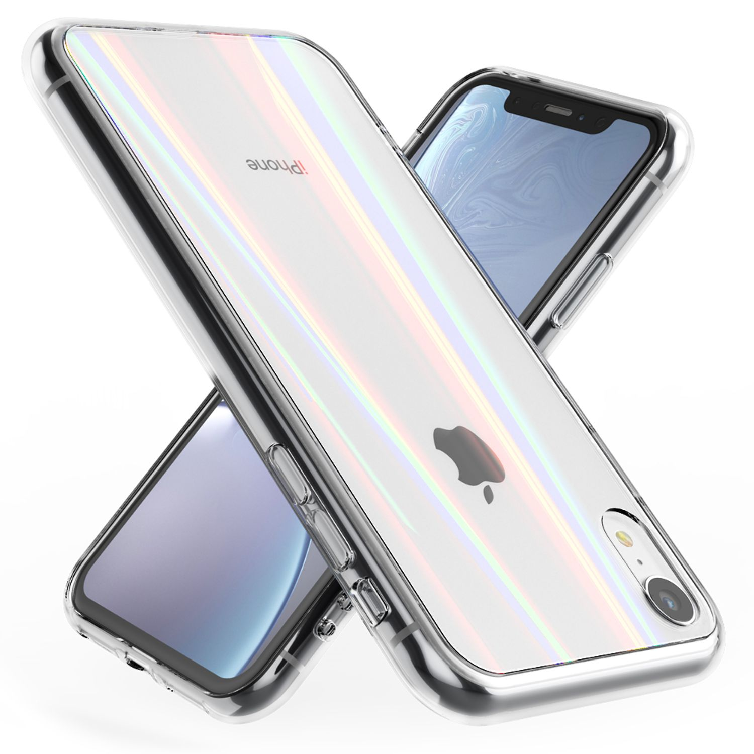 Klare Transparent Hülle Hartglas XR, Regenbogen NALIA iPhone Backcover, Apple, Effekt,