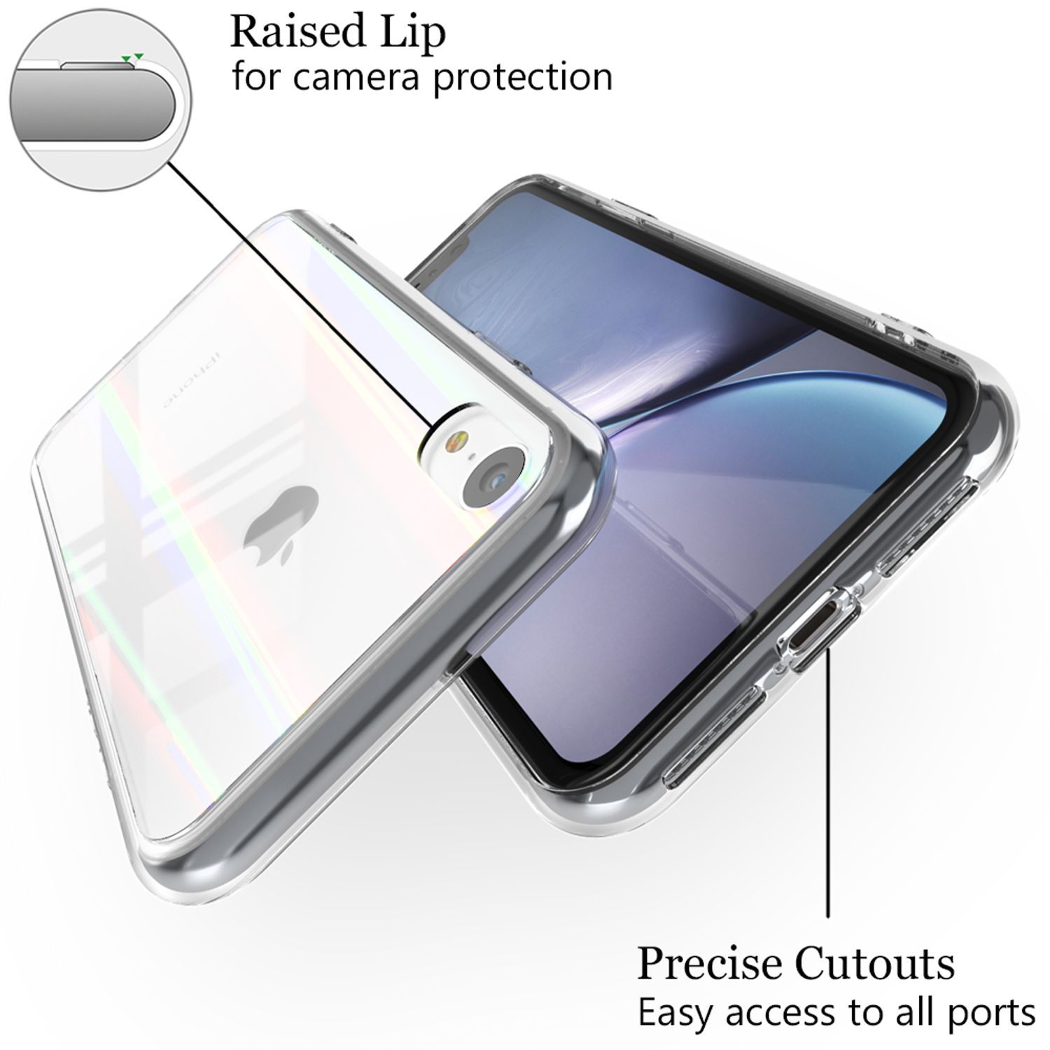 Backcover, Apple, Regenbogen Transparent Effekt, Hartglas Klare XR, NALIA iPhone Hülle