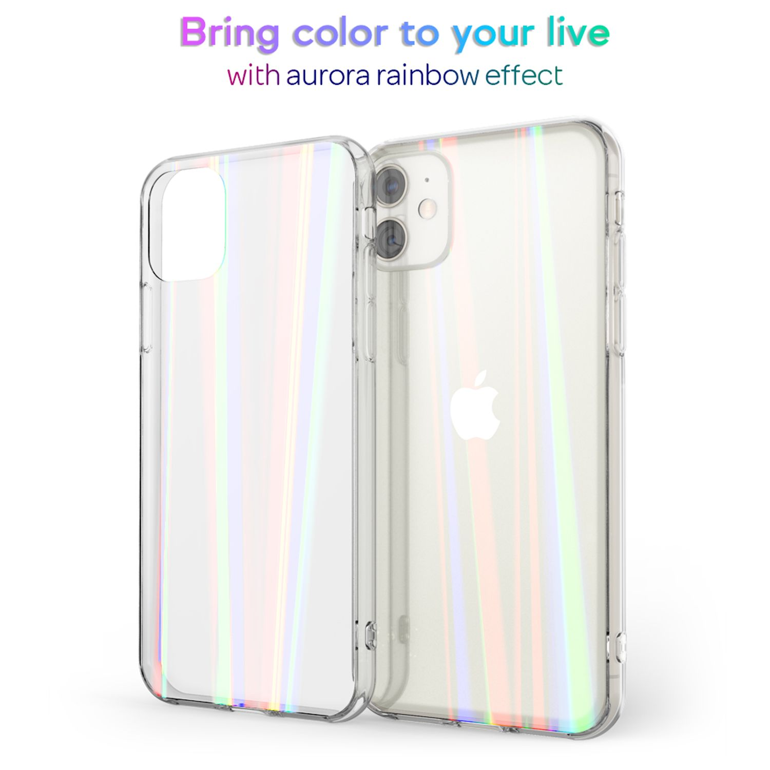 NALIA Klare Hartglas iPhone Transparent Effekt, Hülle 11, Backcover, Apple, Regenbogen