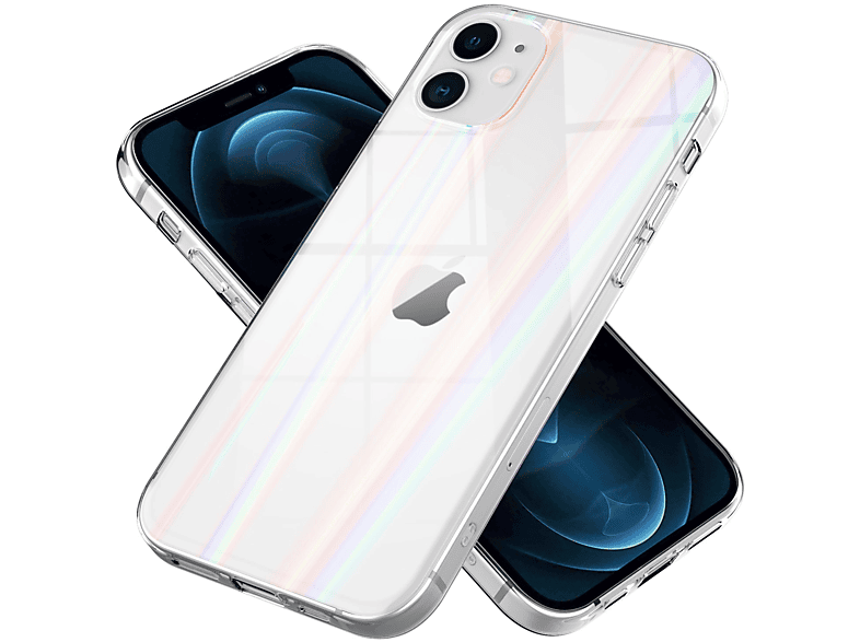 Backcover, Transparent Klare Regenbogen Hartglas Apple, 12 NALIA Effekt, iPhone Hülle Mini,