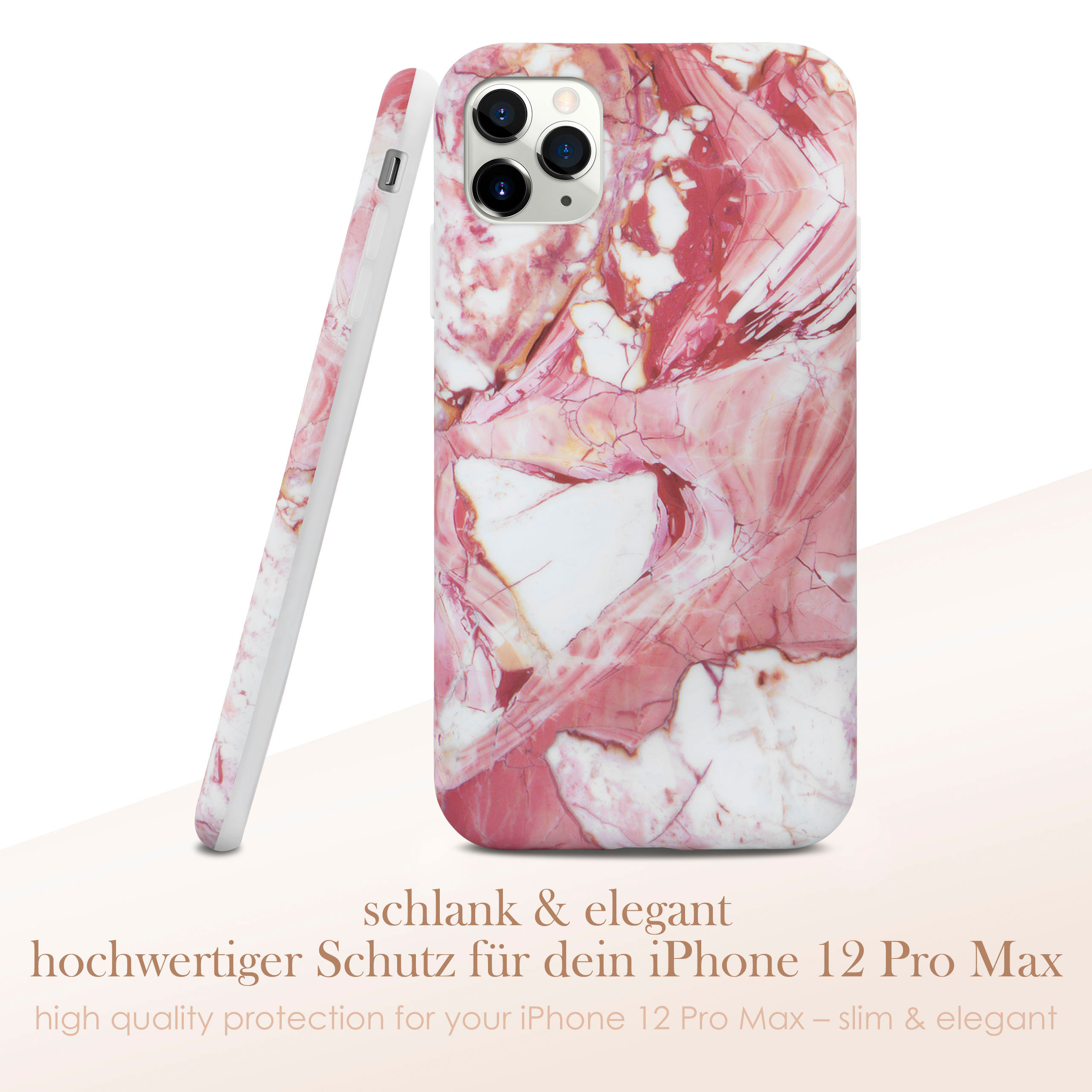 Handyhülle mit Marmormuster, mit einer separaten Hülle daneben.