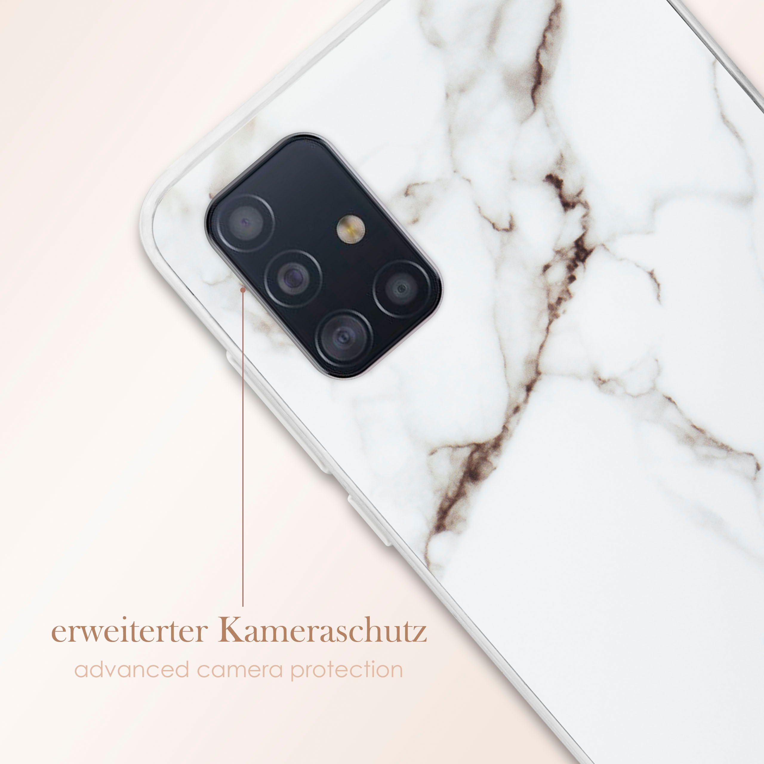 Nahaufnahme einer Handyhülle mit Marmordesign.