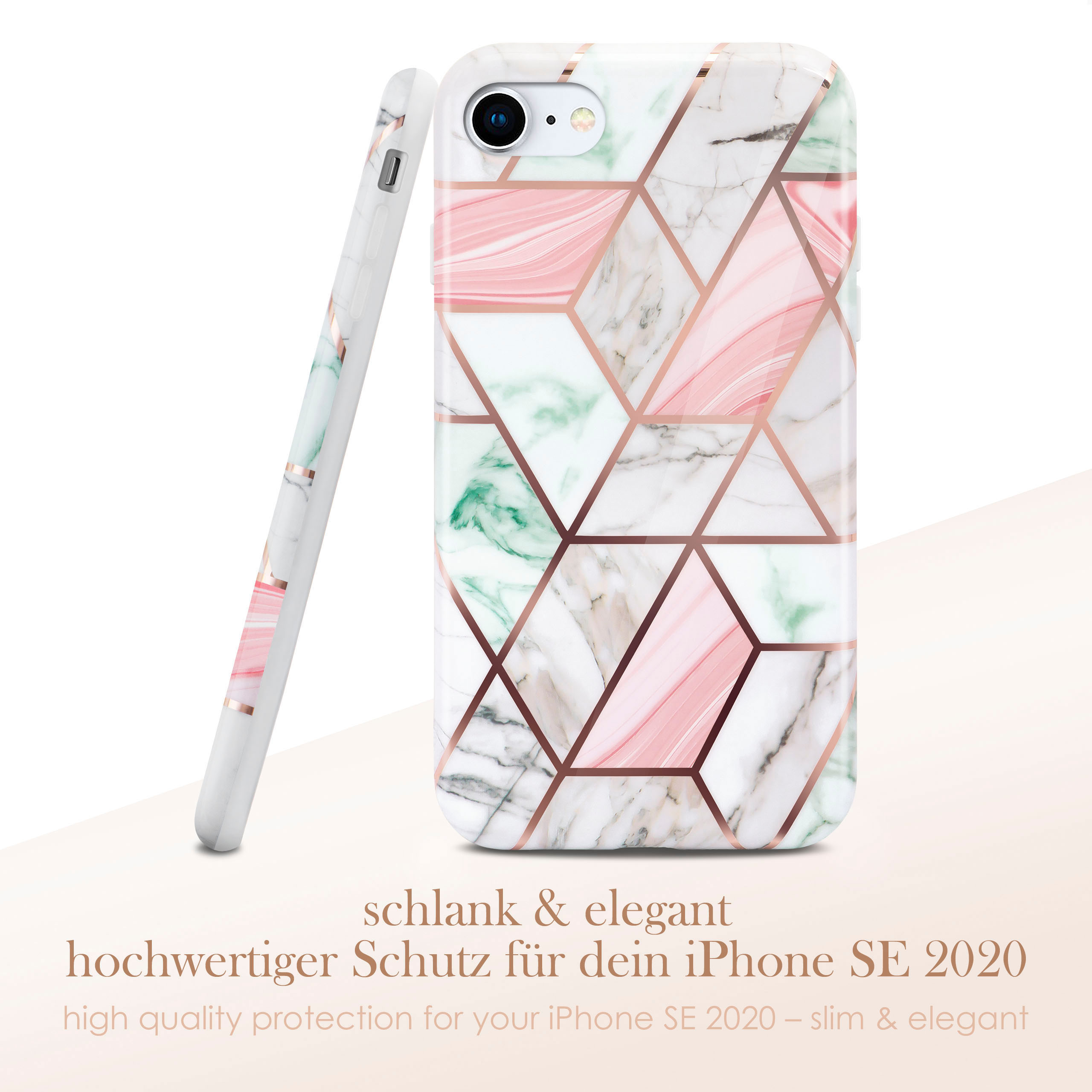 Handyhülle mit Marmor- und geometrischem Design. Schlankes und elegantes Design. Hochwertiger Schutz.