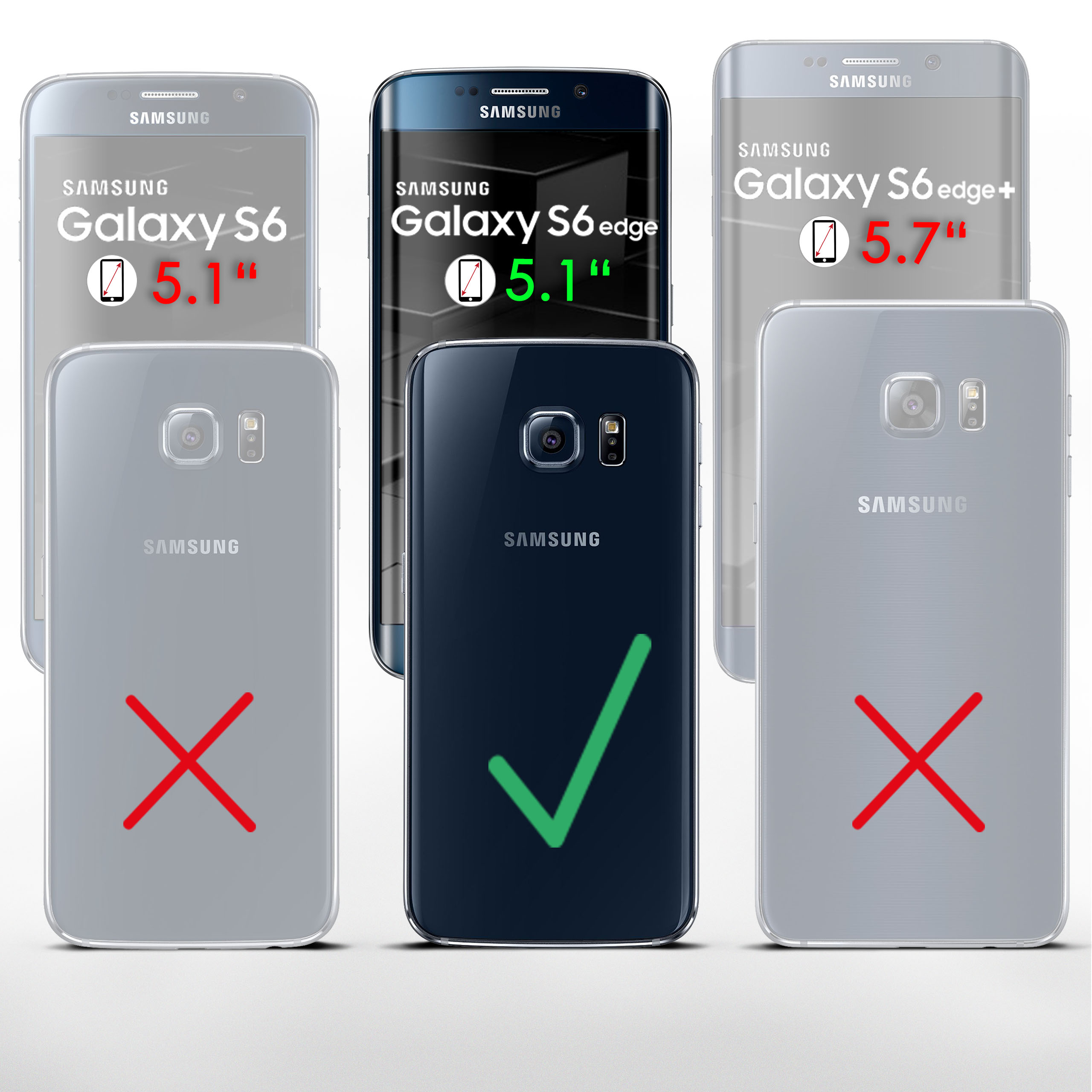Mehrere Samsung Galaxy-Telefone, wobei nur ein Telefon ein grünes Häkchen zeigt.