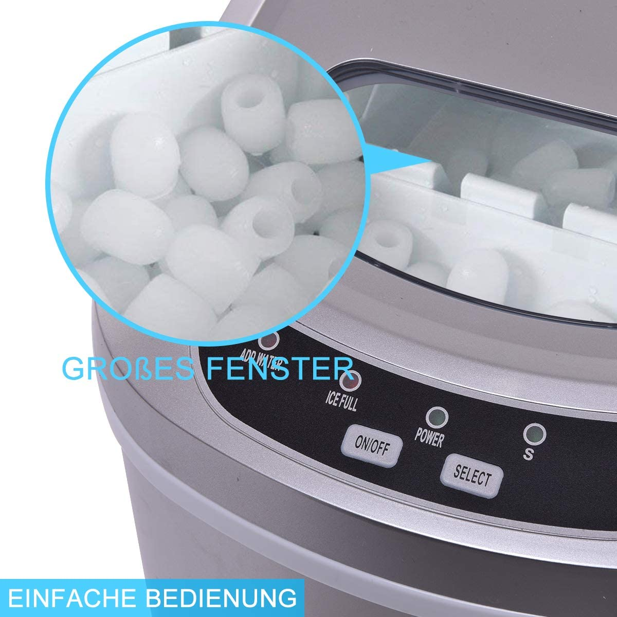 COSTWAY Eismaschine Eiswürfelbereiter (105 Silber) Watt