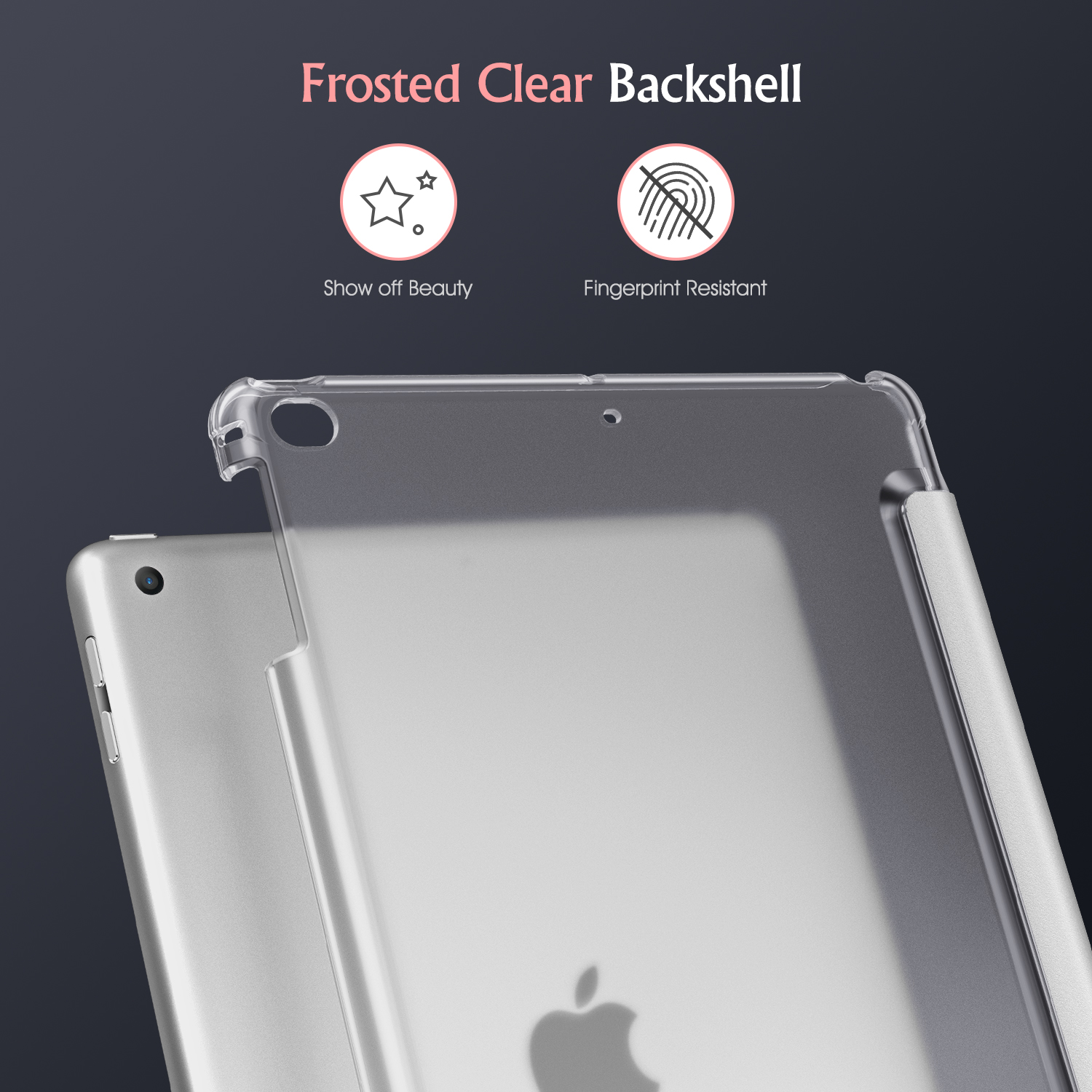 Klare Hülle für ein Tablet mit einem silbernen Tablet dahinter, zeigt seine Schönheit.
