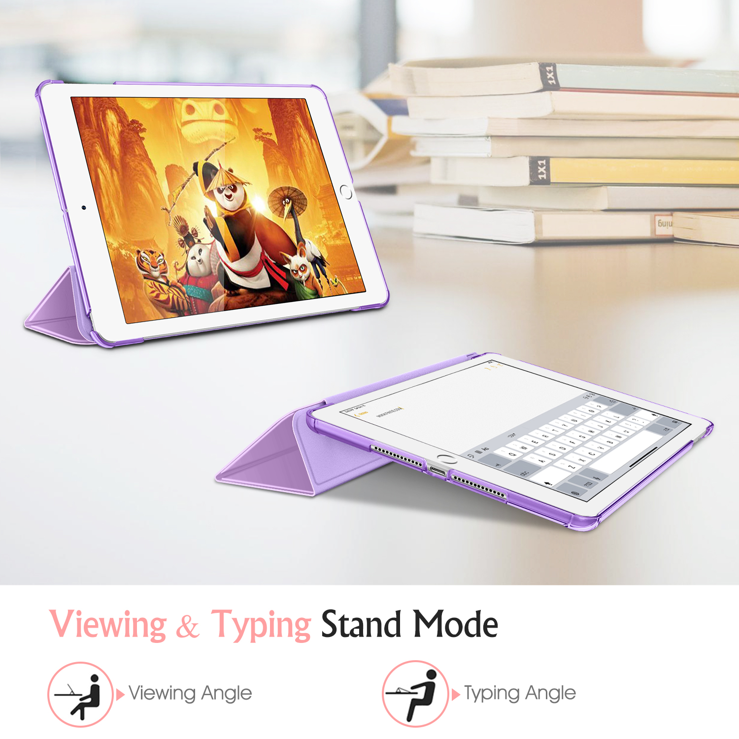 FINTIE Hülle für Apple Bookcover Lavendel Tablethülle Kunstleder