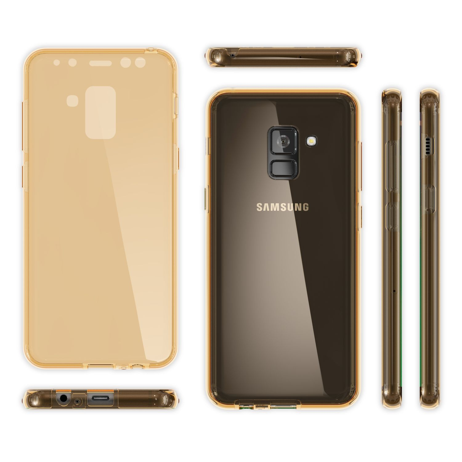 NALIA 360 Grad Hülle, A8 Gold Backcover, (2018), Samsung, Galaxy