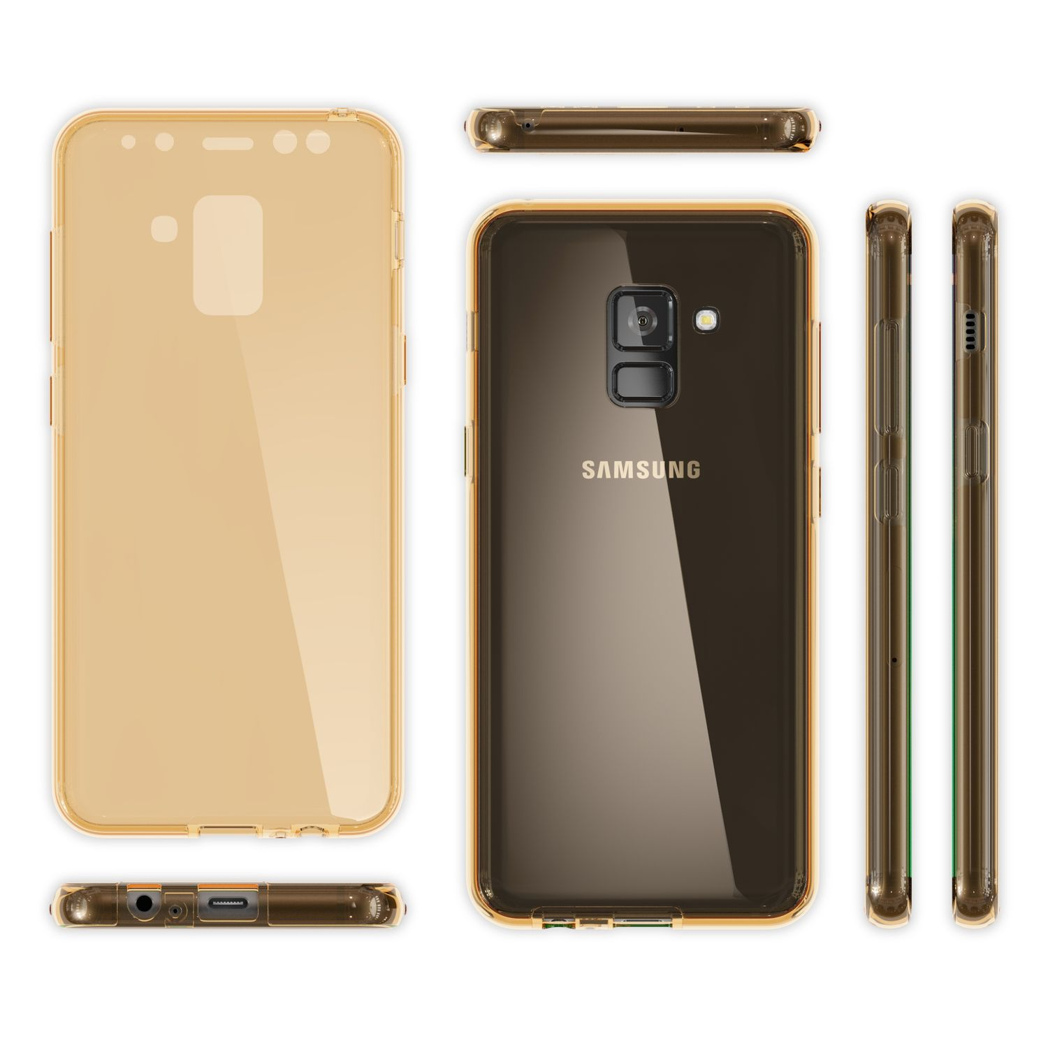 Galaxy Gold Hülle, Backcover, A8 (2018), 360 Grad Samsung, NALIA