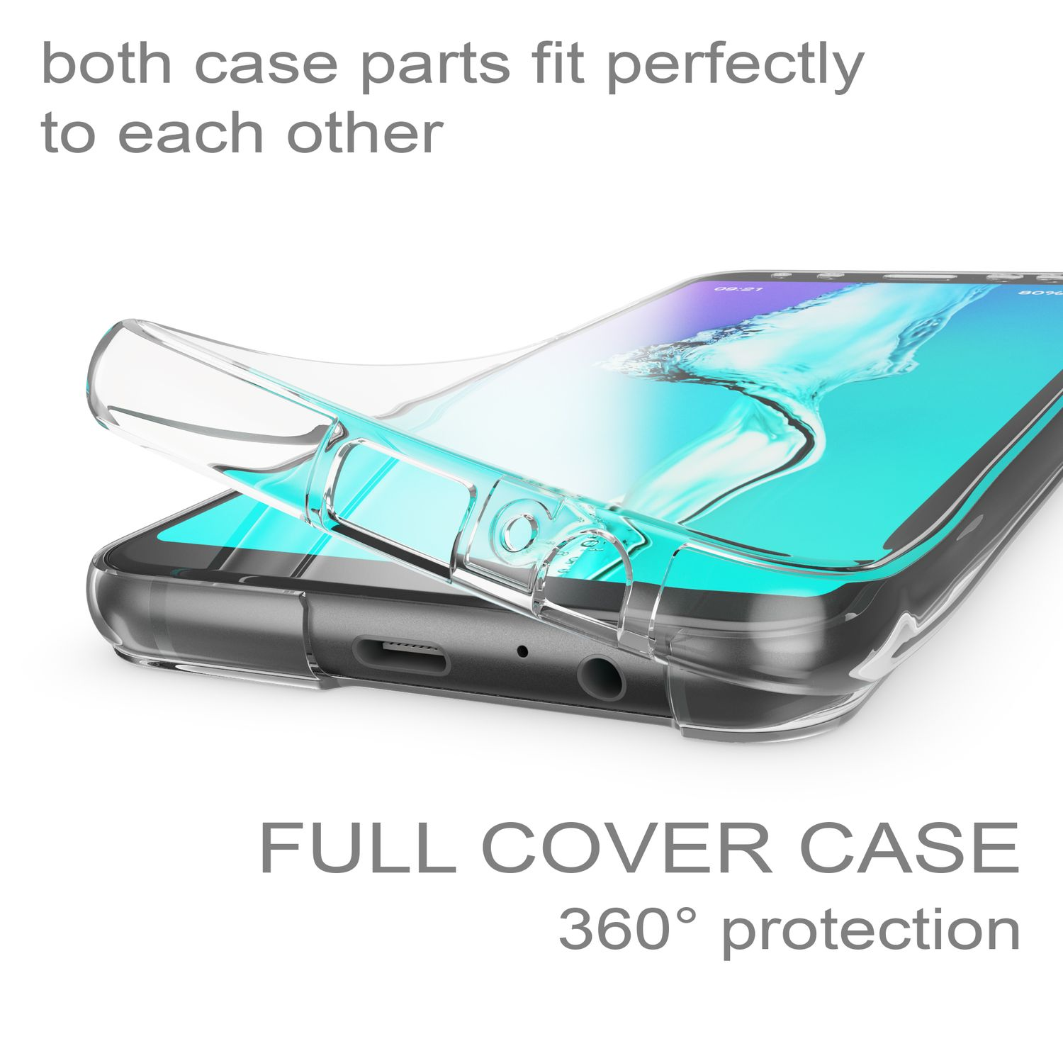 NALIA 360 Grad Hülle, Transparent A8 Samsung, (2018), Galaxy Backcover
