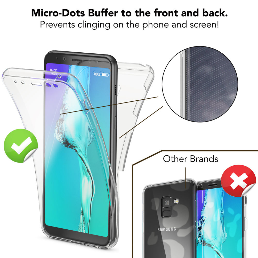 NALIA 360 Grad Hülle, Transparent Backcover, Samsung, (2018), Galaxy A8