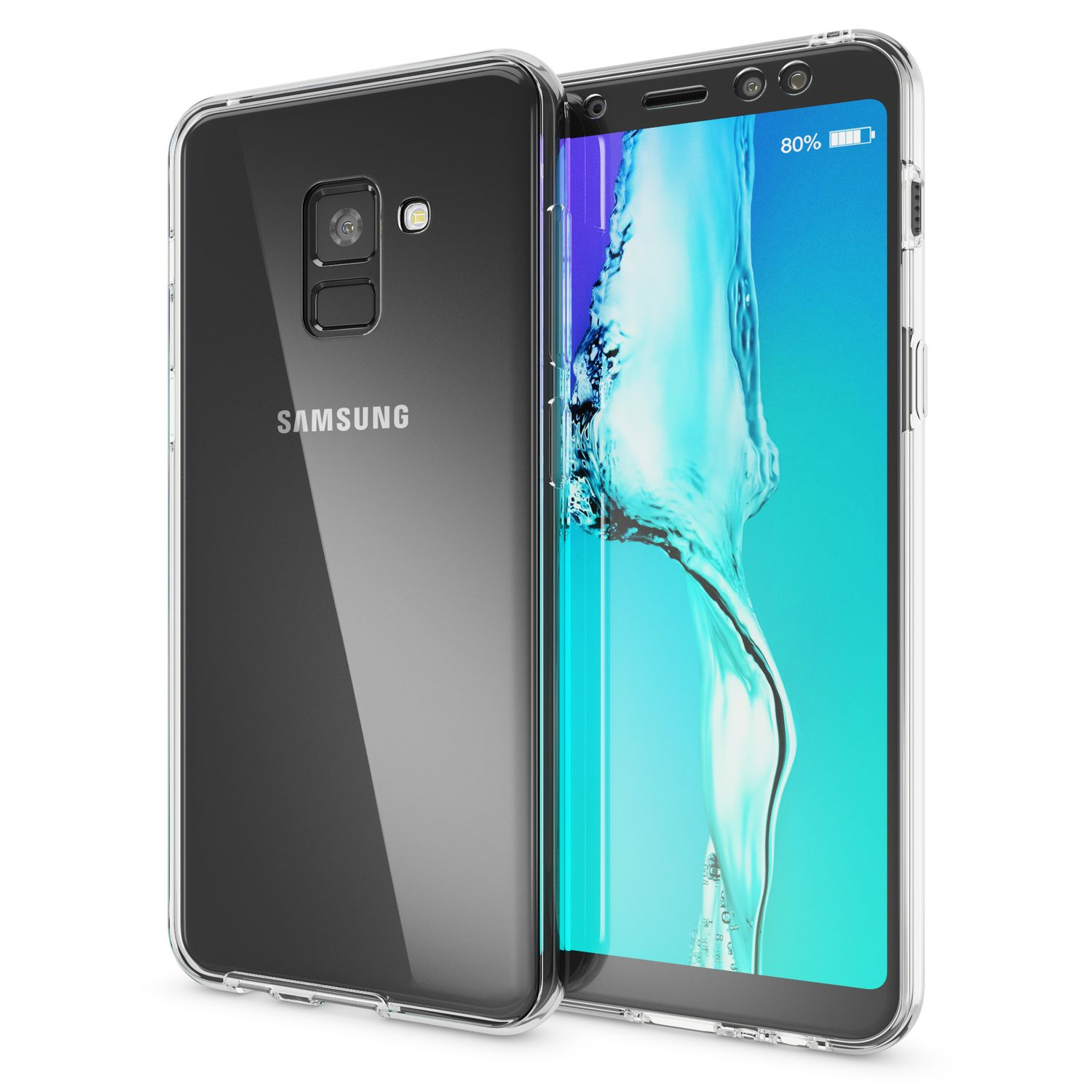 NALIA 360 Grad Hülle, Transparent Samsung, Galaxy Backcover, A8 (2018)