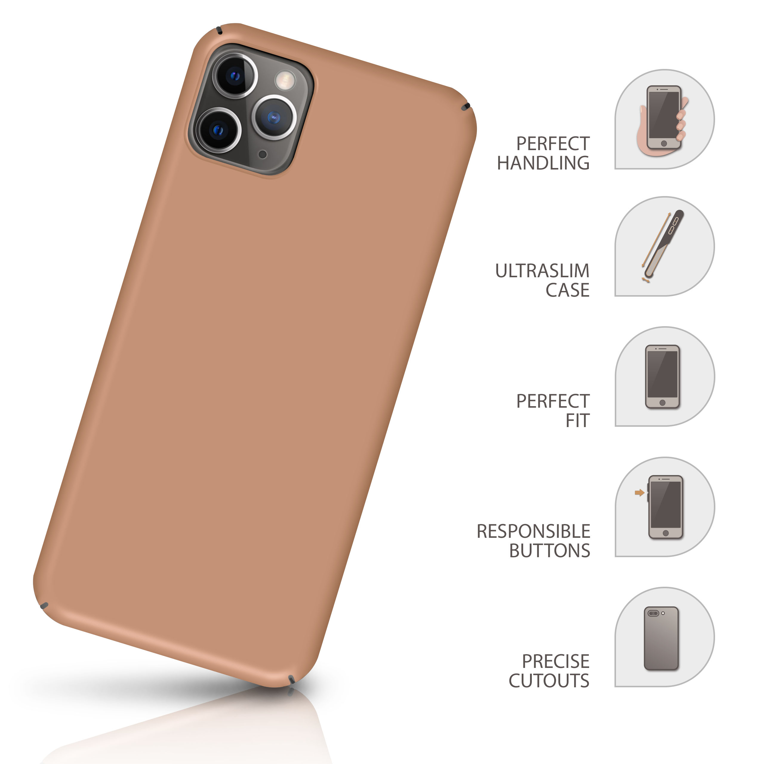 Braune Handyhülle mit Texten: Perfektes Handling, Ultraslim Case, Perfekte Passform und mehr.