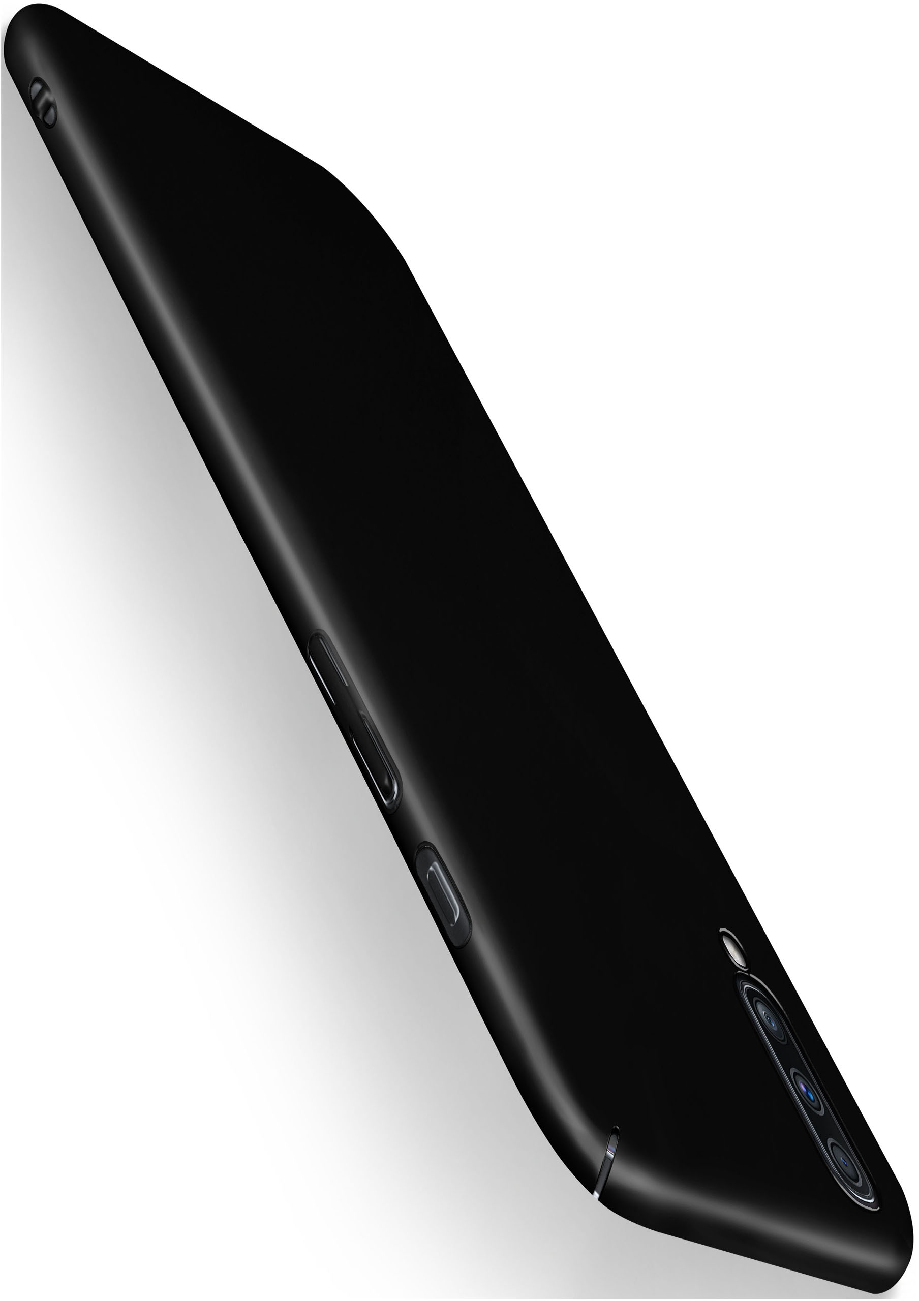 Eine schwarze Tablet-Hülle. Die Hülle ist glatt und hat eine Kameralinse auf der Rückseite.
