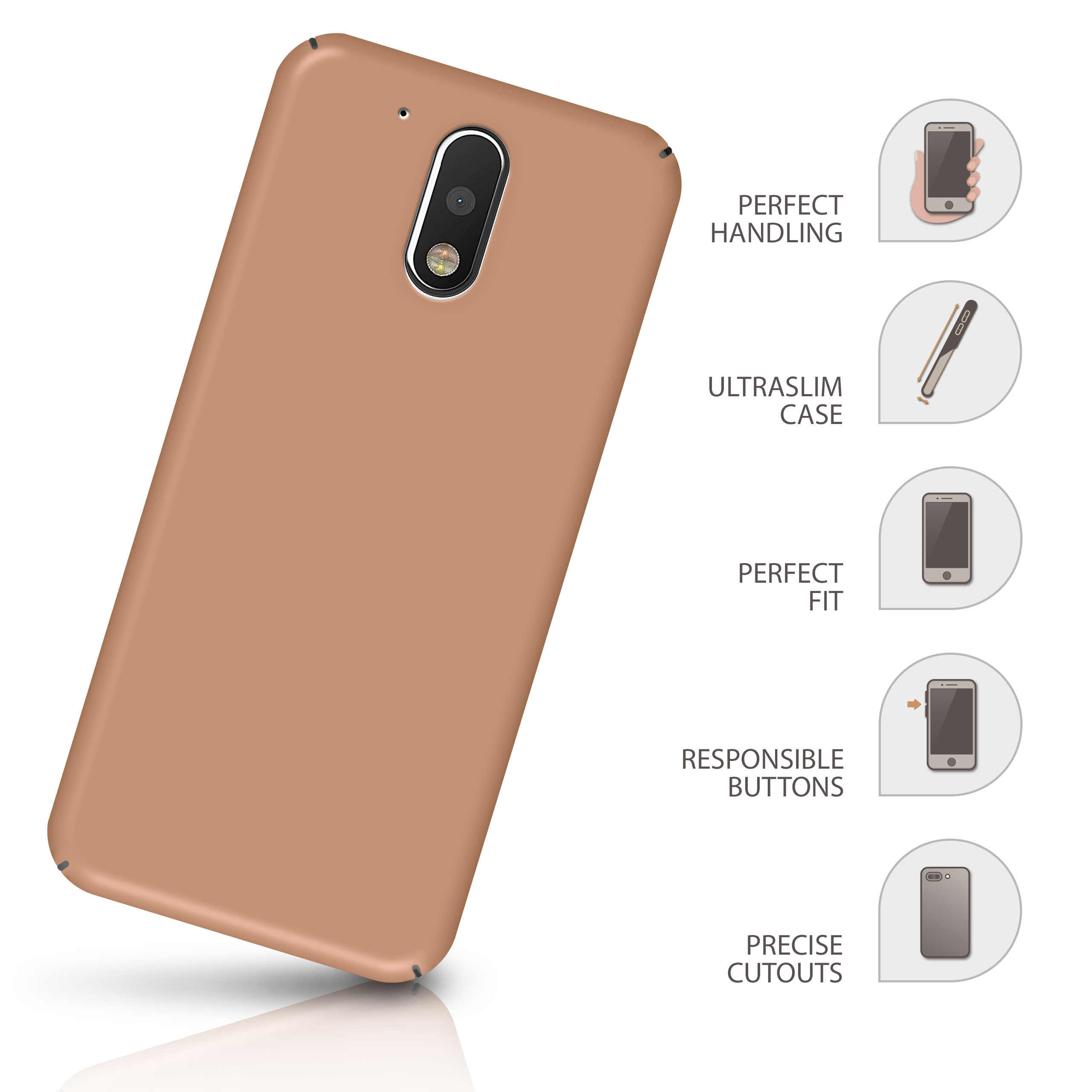 G4 / Alpha MOEX Moto G4 Backcover, Gold Plus, Lenovo, Case,