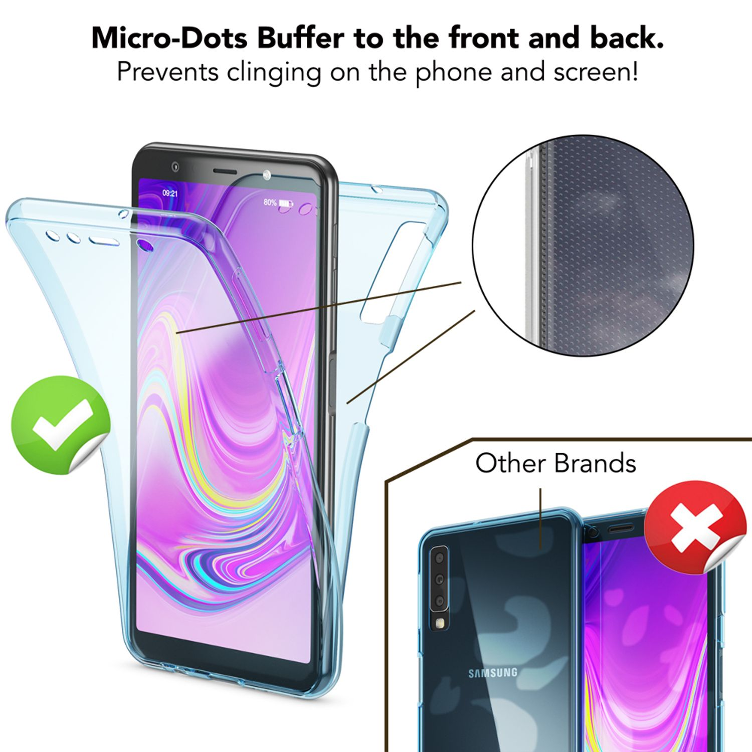 NALIA Klare 360 Grad Silikon A7 Galaxy (2018), Samsung, Transparent Backcover, Hülle