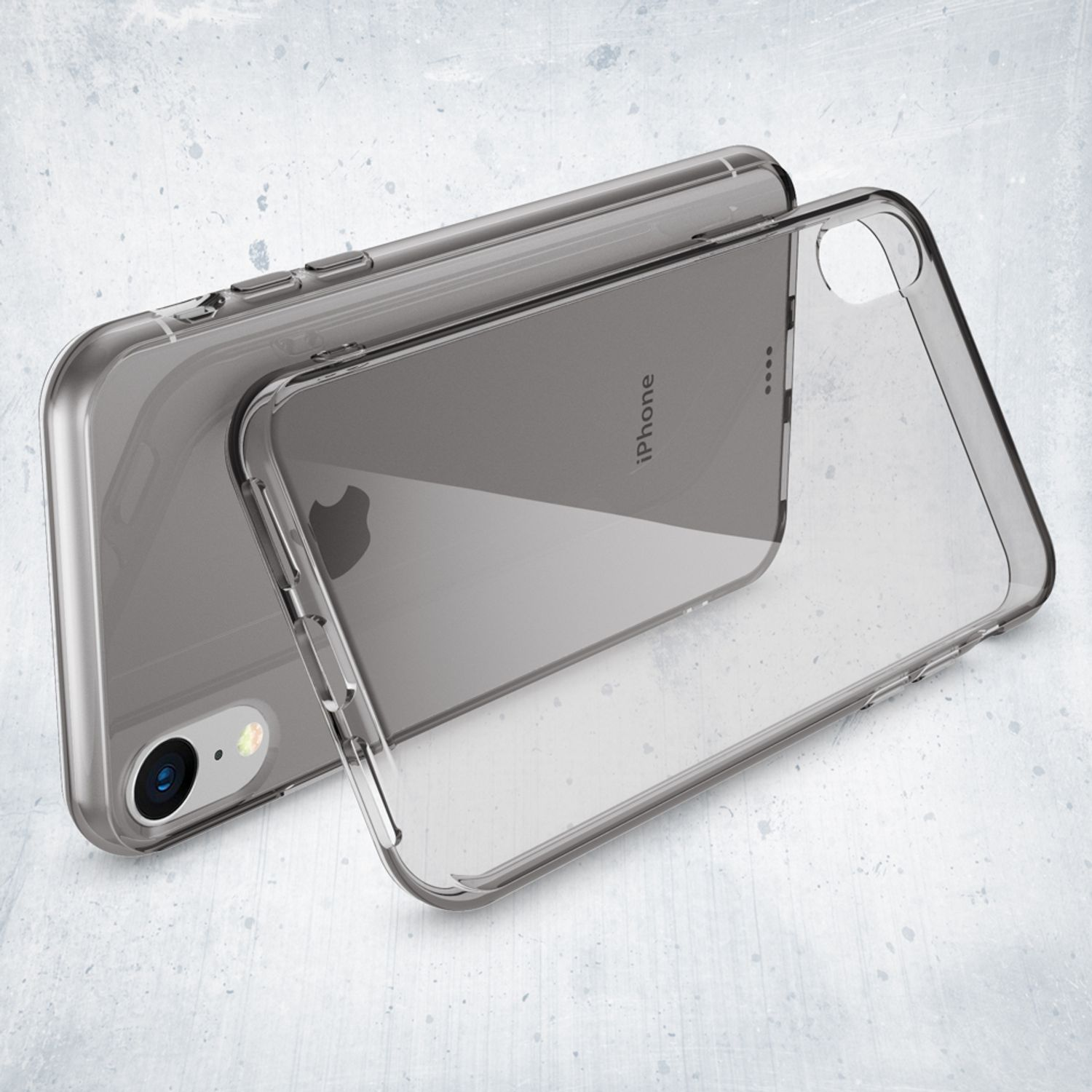NALIA Klare Silikon Grau iPhone Apple, Hülle, XR, Backcover,
