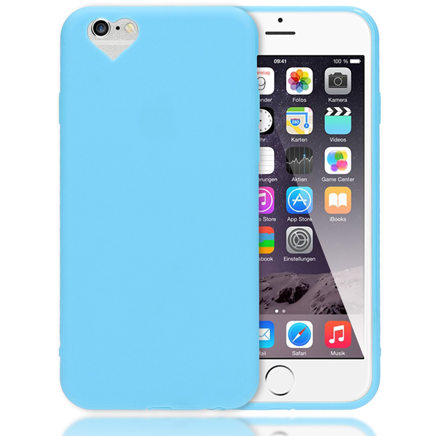 NALIA Herz Silikon iPhone Blau Apple, 6 Backcover, 6s, iPhone Hülle