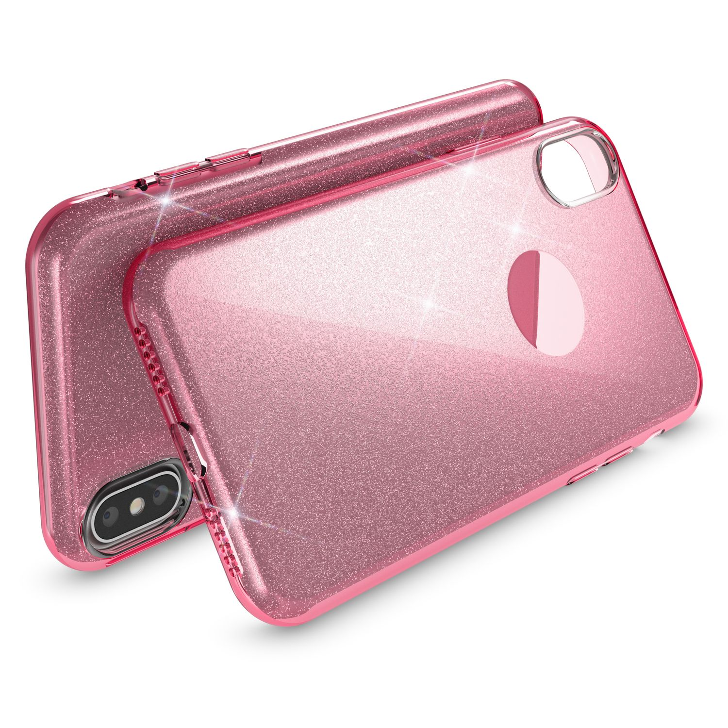 Glitzer Max, Backcover, NALIA Pink Hülle, iPhone XS Apple,