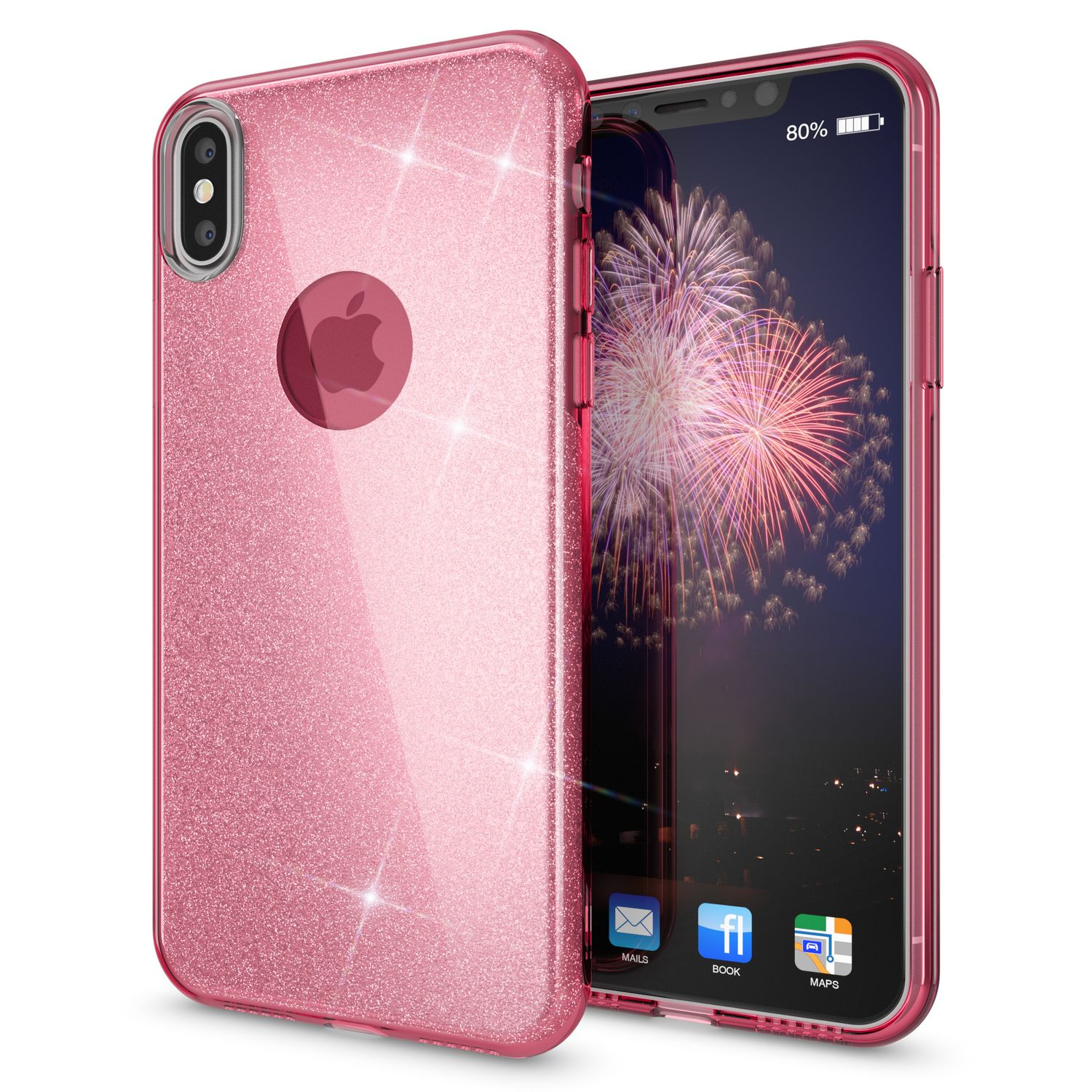 NALIA Glitzer Hülle, Backcover, iPhone XS Apple, Max, Pink