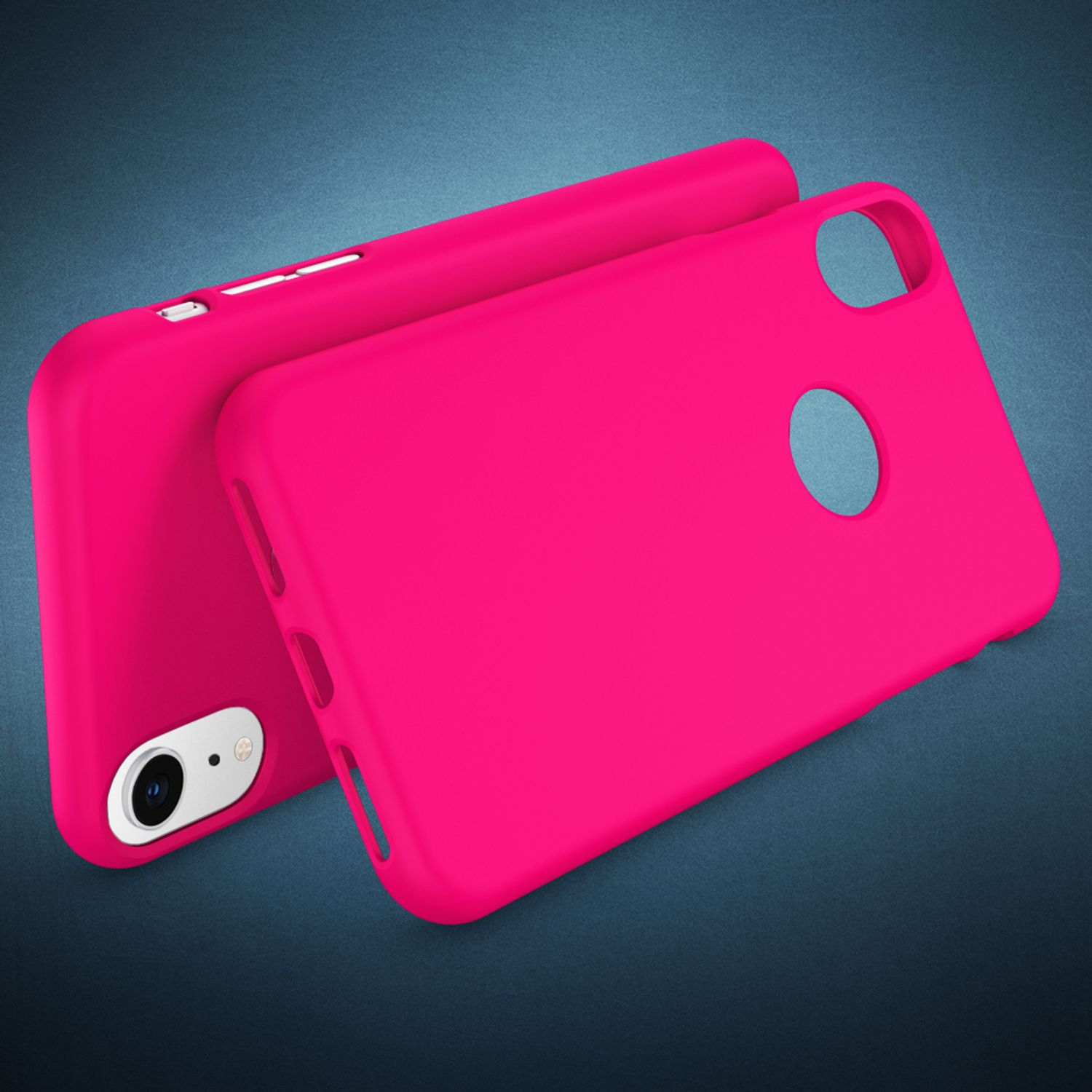NALIA Neon Silikon iPhone Hülle, XR, Backcover, Pink Apple