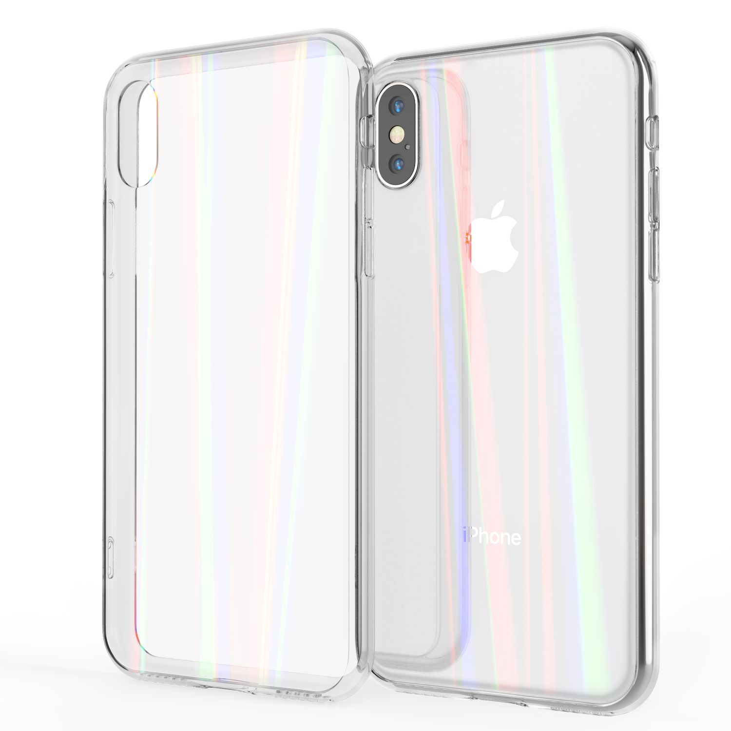 Max, Apple, Hartglas Effekt, XS Hülle Klare Transparent NALIA Backcover, iPhone Regenbogen