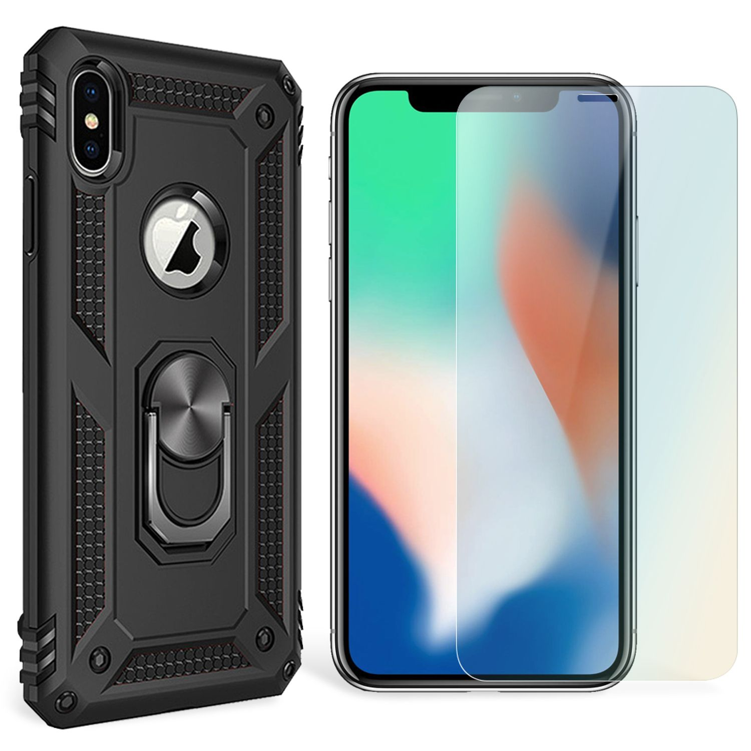 NALIA Stoßfeste Ring Max, Apple, Hülle, Backcover, Military-Style iPhone XS Schwarz