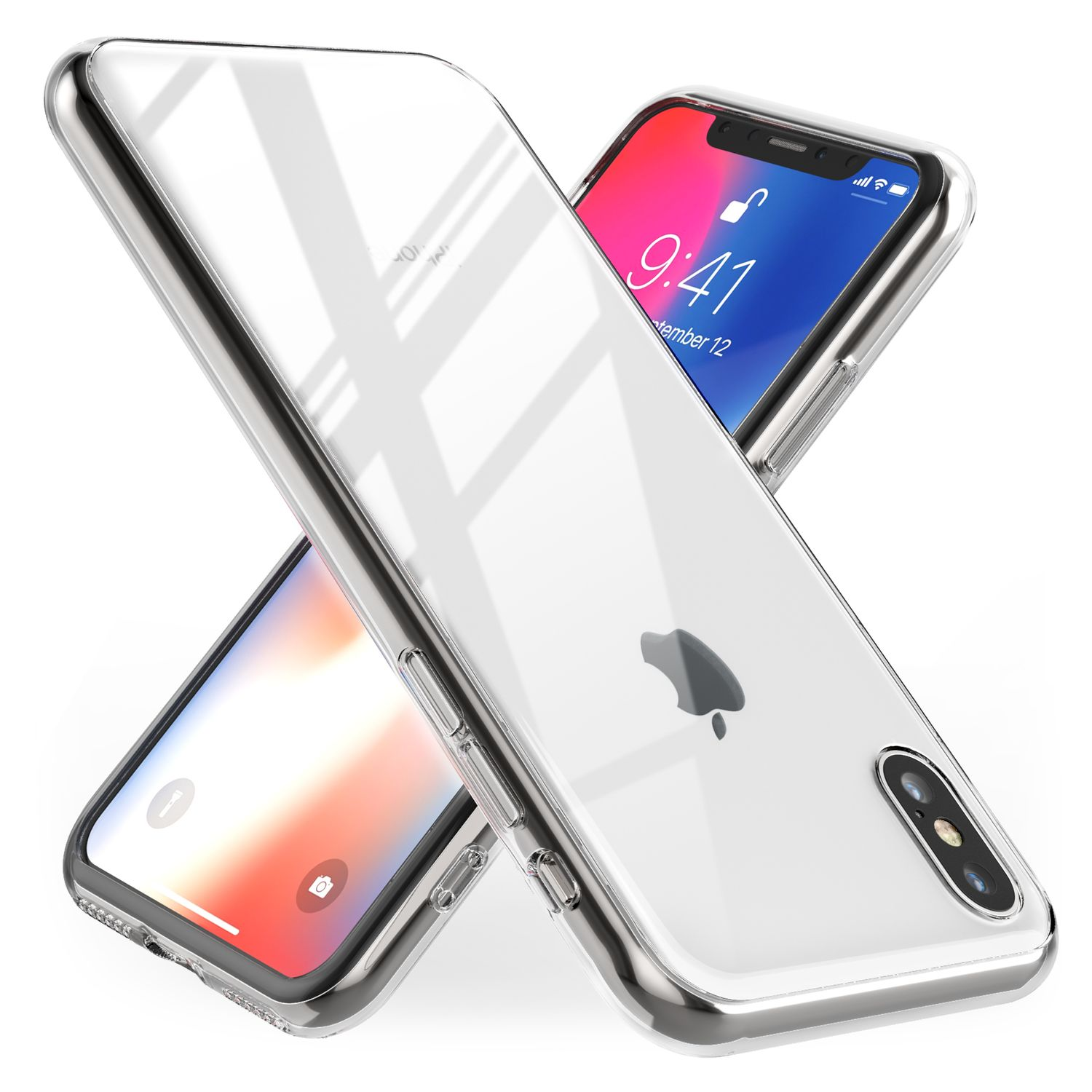 Hülle, Apple, NALIA iPhone XS, X Hartglas iPhone Backcover, Klare Transparent
