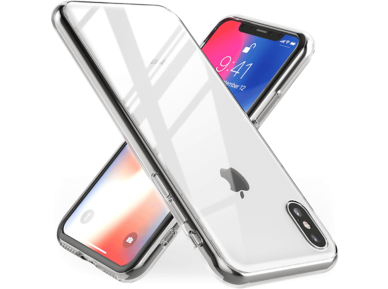 NALIA Klare Hartglas Hülle, Backcover, Transparent Apple, XS iPhone Max