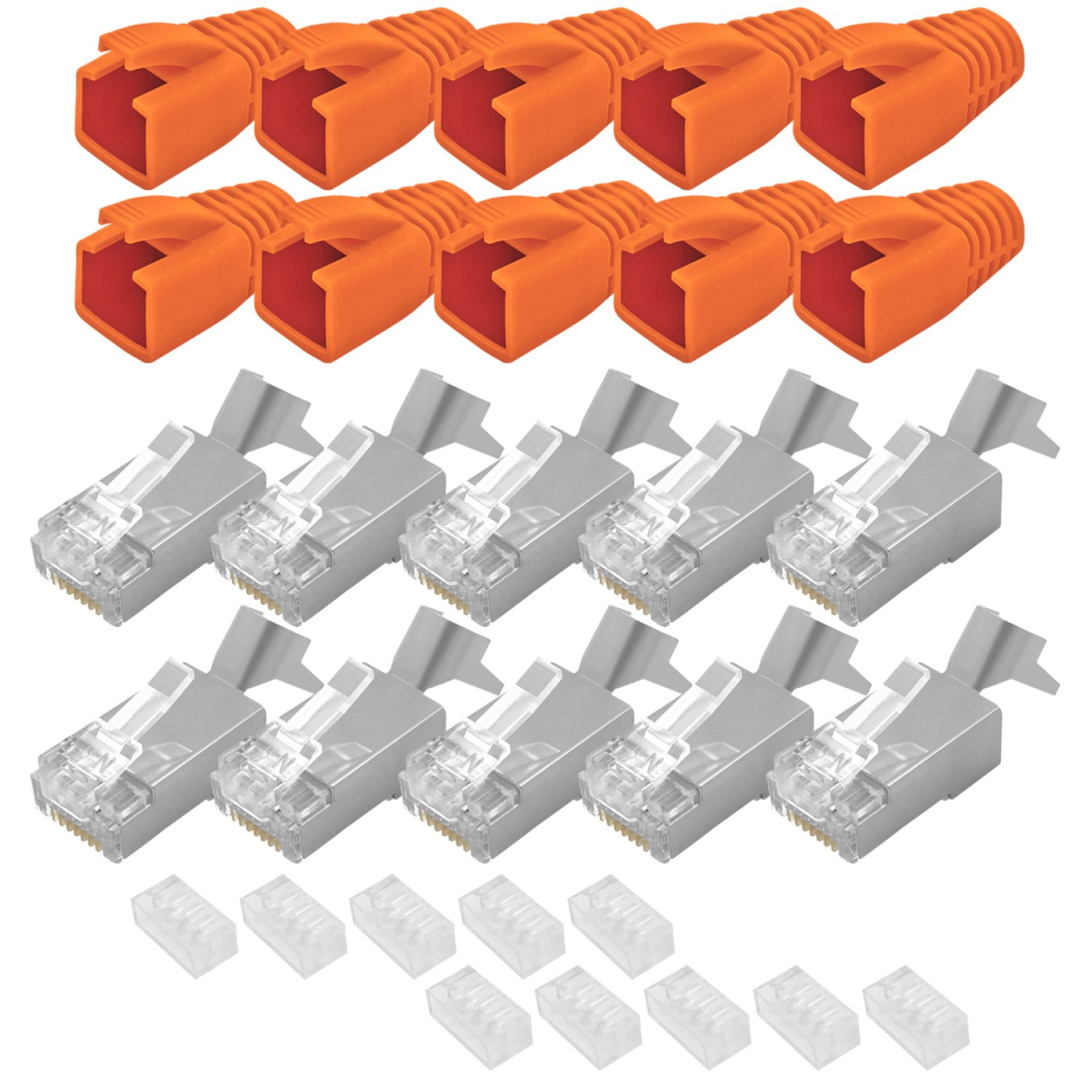 ARLI 10x Stecker, Orange Netzwerkstecker Cat7