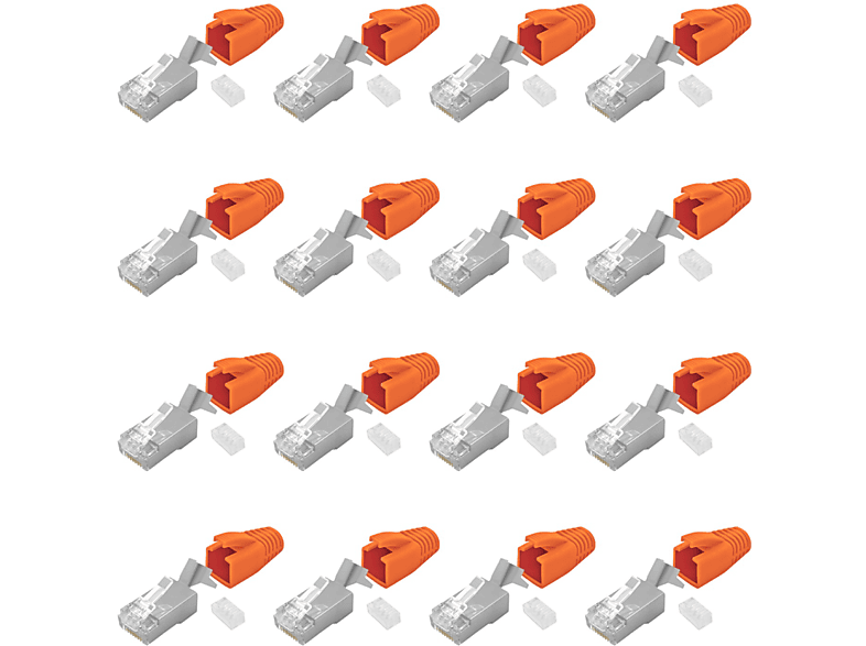 ARLI 16x RJ45 Netzwerkstecker Cat7 Stecker, Orange