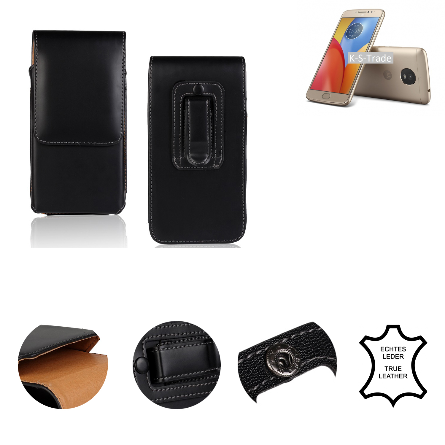K-S-TRADE Holster Schutzhülle, Holster, E4 Moto Motorola, Plus, schwarz