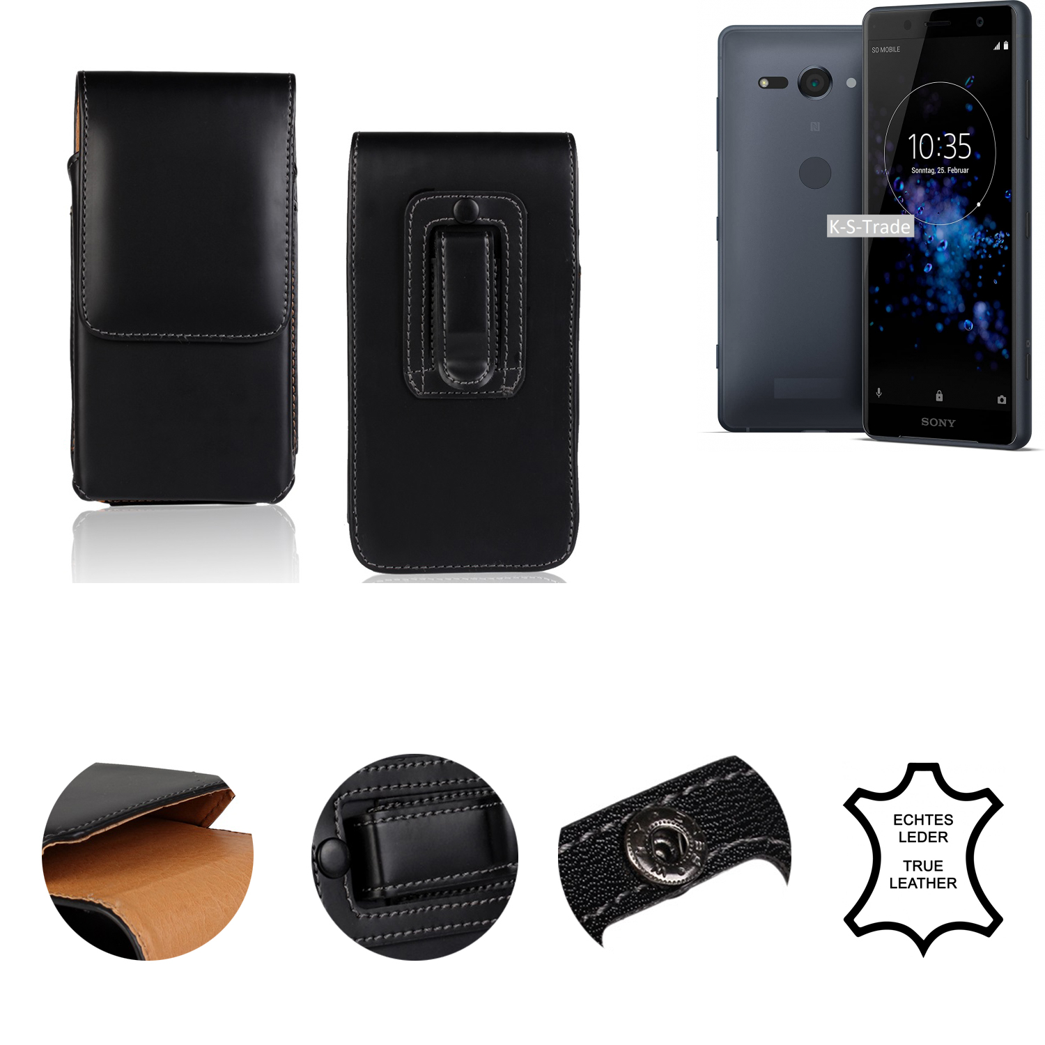 K-S-TRADE Holster Schutzhülle, Xperia Compact, schwarz Sony, Holster, XZ2