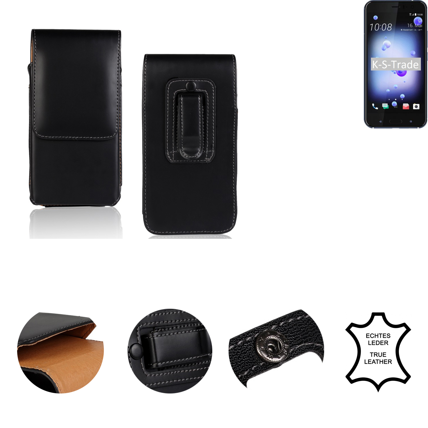 U11 HTC, Holster, schwarz Holster Dual-SIM, K-S-TRADE Schutzhülle,