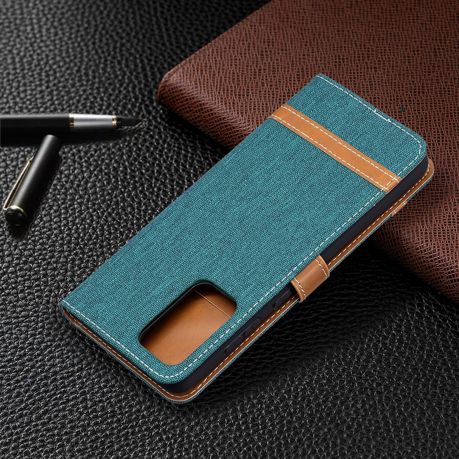 KÖNIG DESIGN Book Samsung, Grün Galaxy A72 Case, Bookcover, 5G