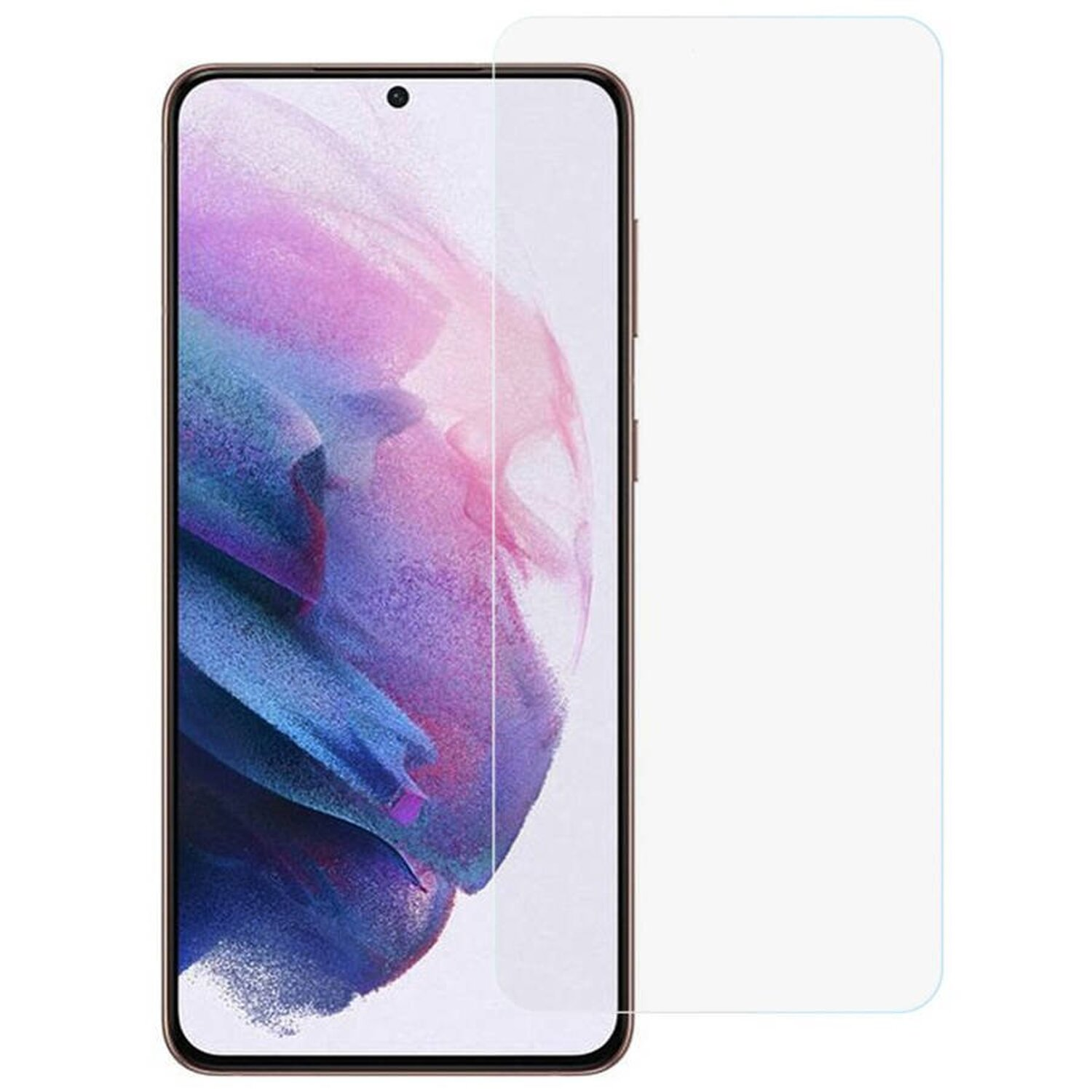 Smartphone mit aufgebrachter Displayschutzfolie. Die Folie ist klar und rechteckig.