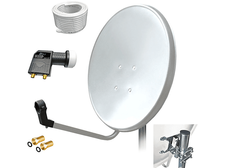 LNB) Set Sat Anlage Kabel 10m Satelliten ARLI (60 cm, Twin