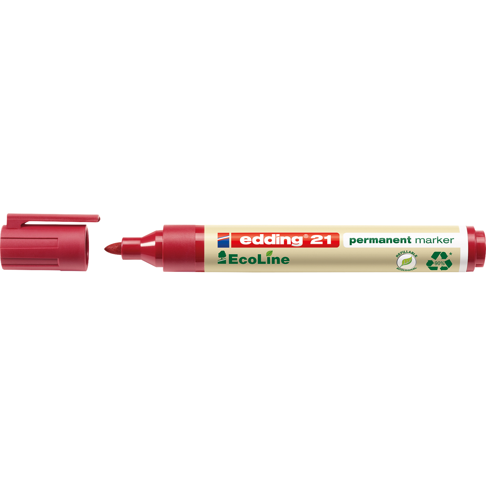 EDDING Permanentmarker 21 1,5-3mm Rundspitze Permanentmarker, EcoLine rot