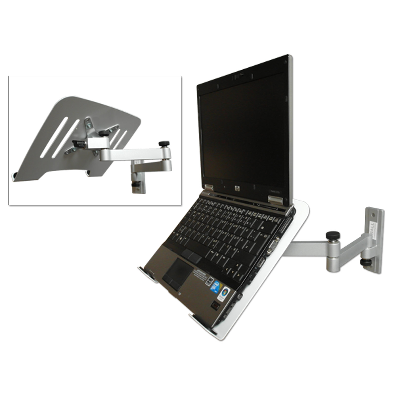 DRALL INSTRUMENTS Halterung Wandhalterung Universal - weiß - Laptop Notebook Adapter Netbook Ablage Wandhalterung mit silber