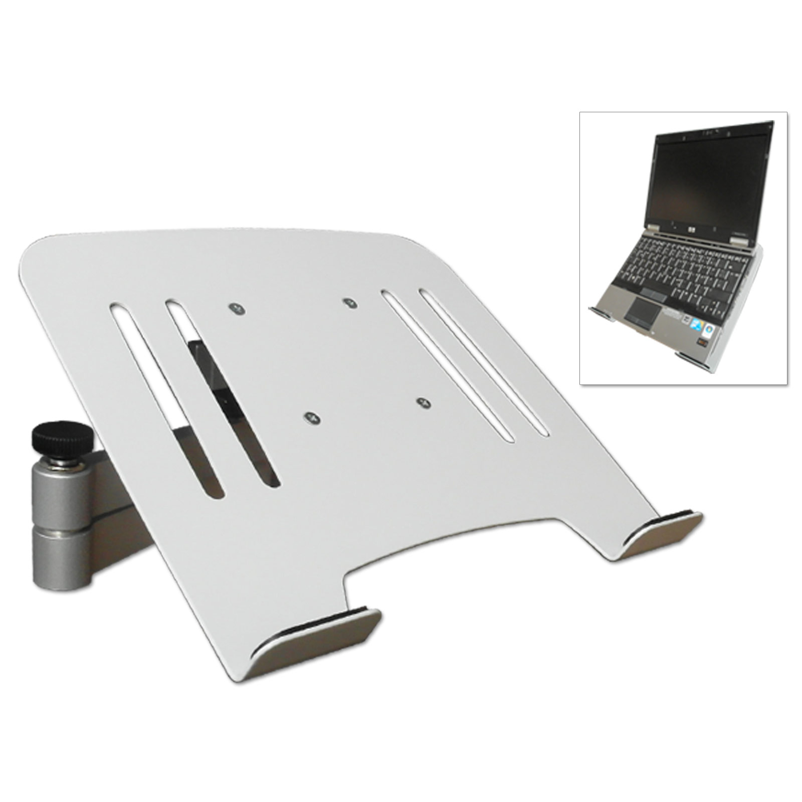 DRALL INSTRUMENTS Universal silber Wandhalterung Netbook mit weiß Halterung Notebook Wandhalterung Laptop - Adapter Ablage 